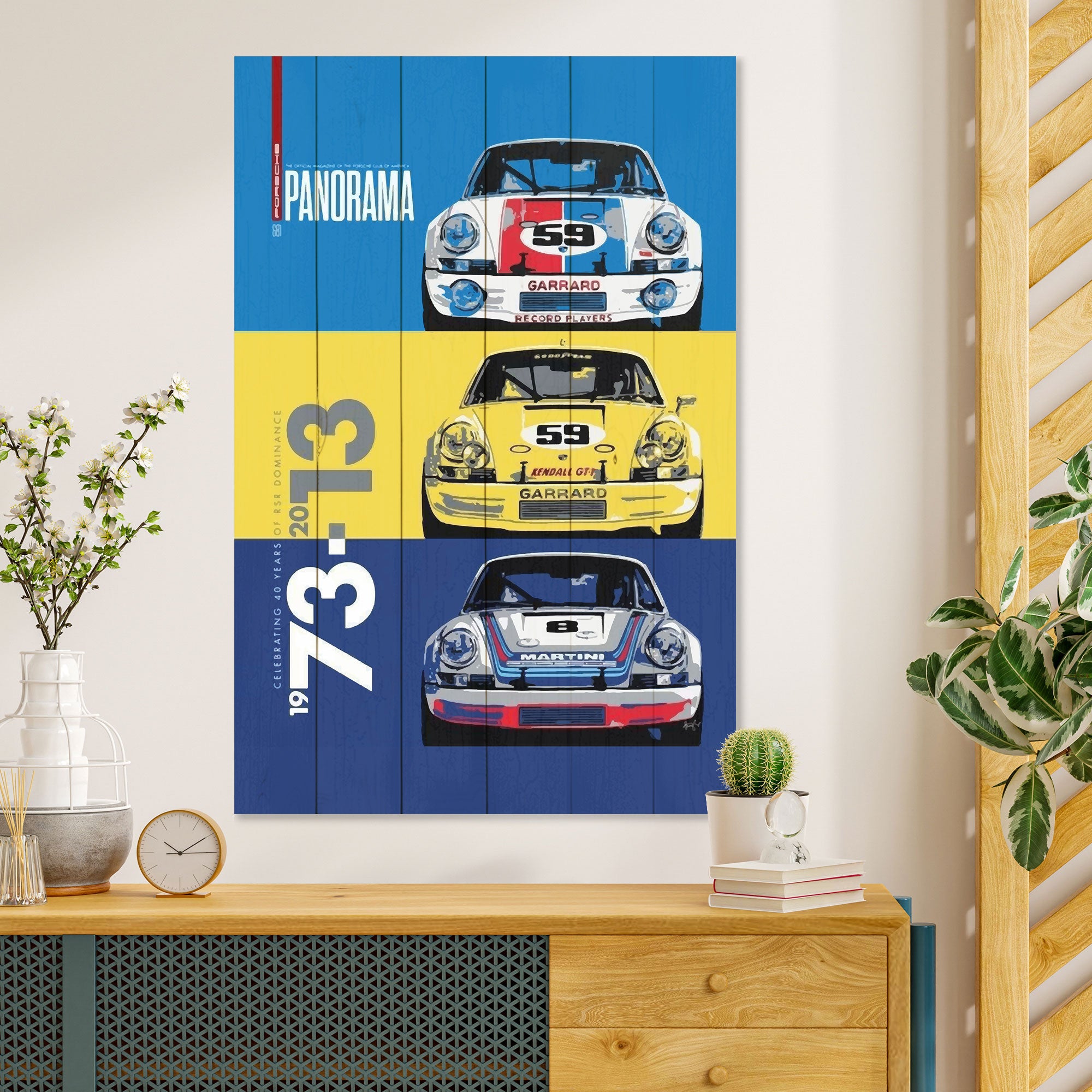 Obraz Wood Rally autá-50x70 cm