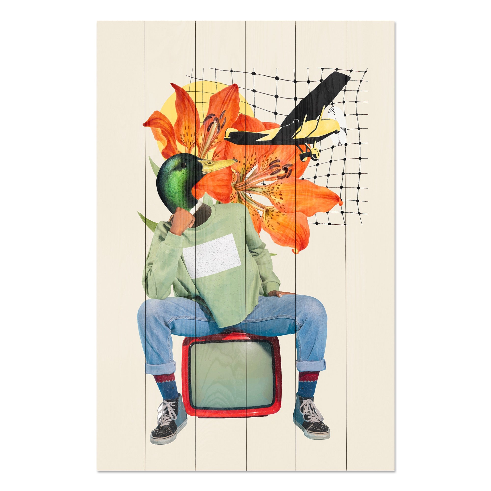 Obraz Wood Man with a Duck's Head-30x30 cm