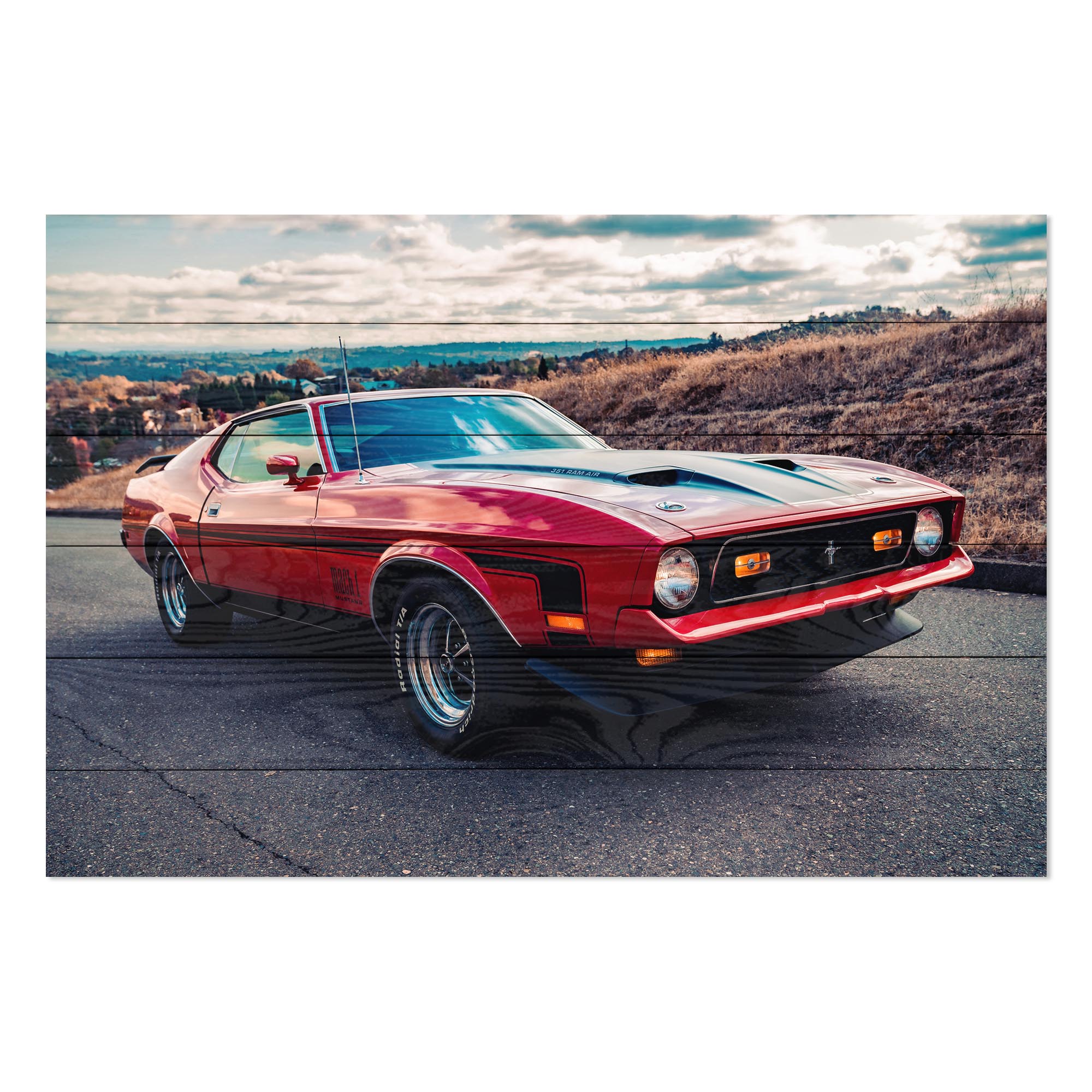 Obraz Wood Red Mustang-70x90 cm