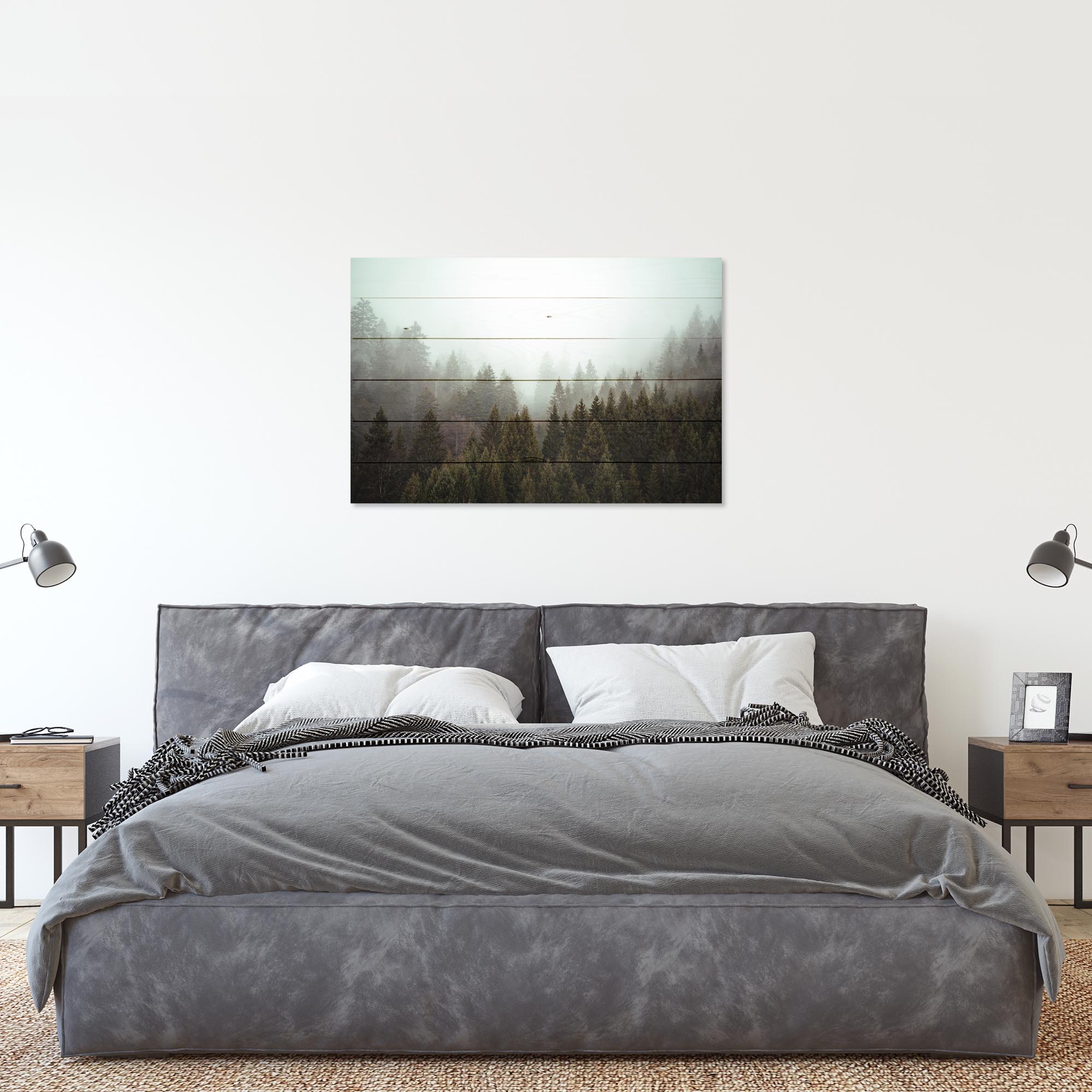Obraz Wood Mlžný Jehličnatý Les-30x40 cm