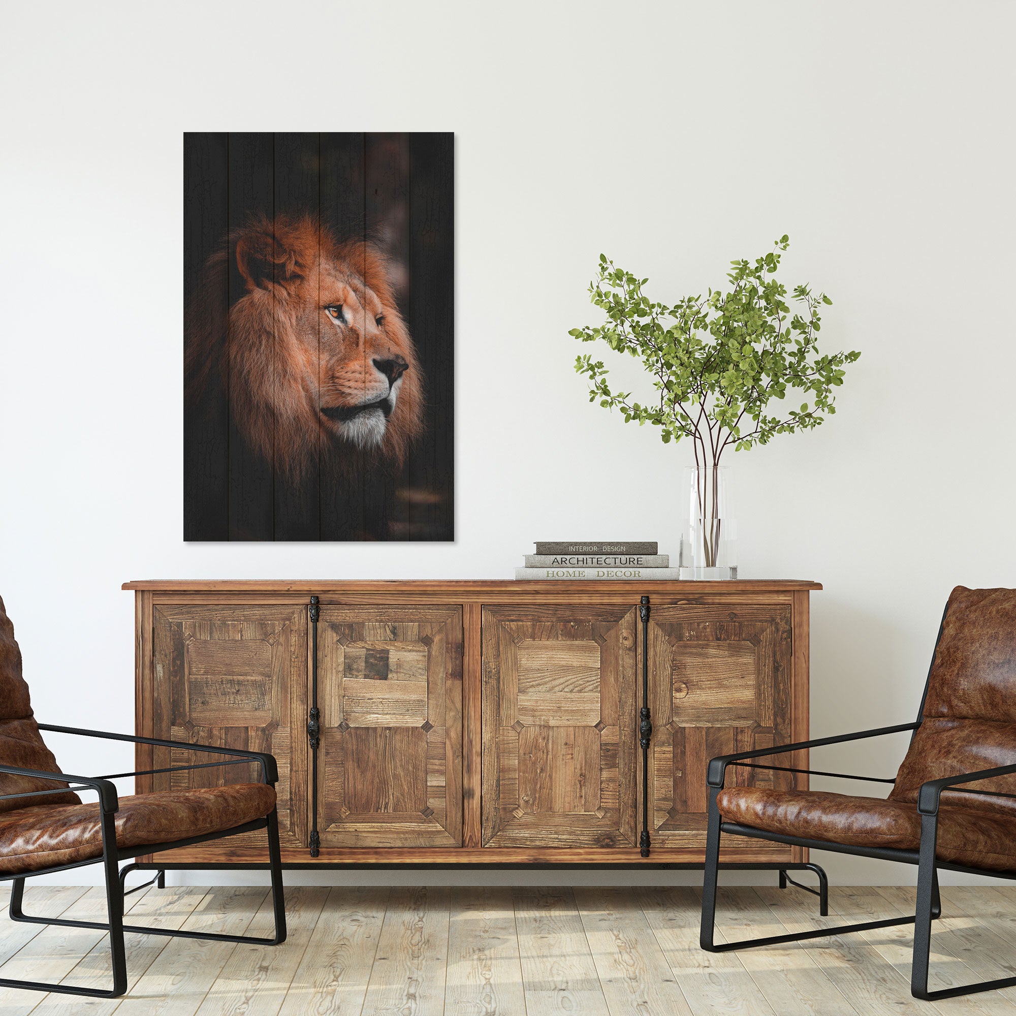 Obraz Wood Lion Profile-50x70 cm