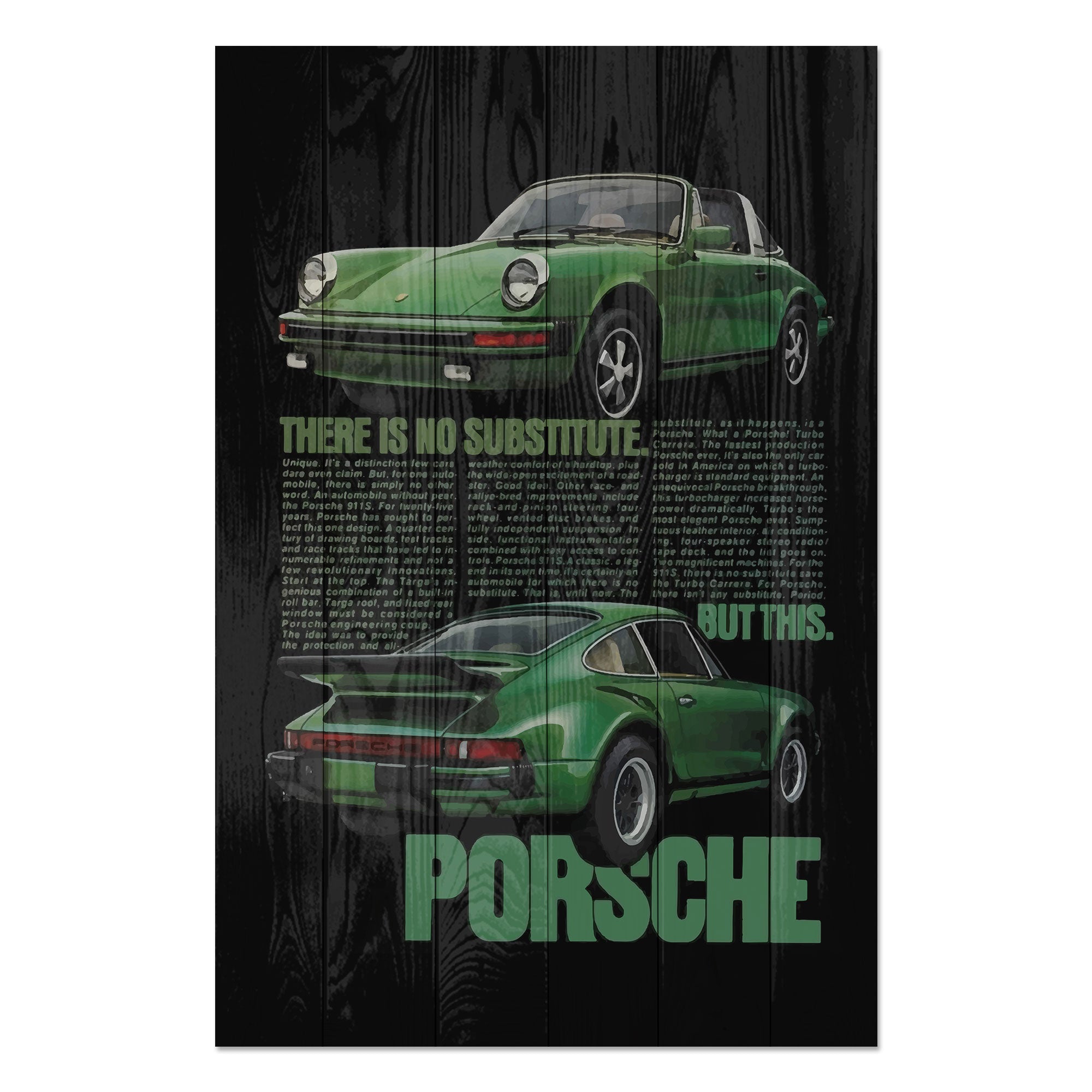 Obraz Wood Green Porsche-70x90 cm