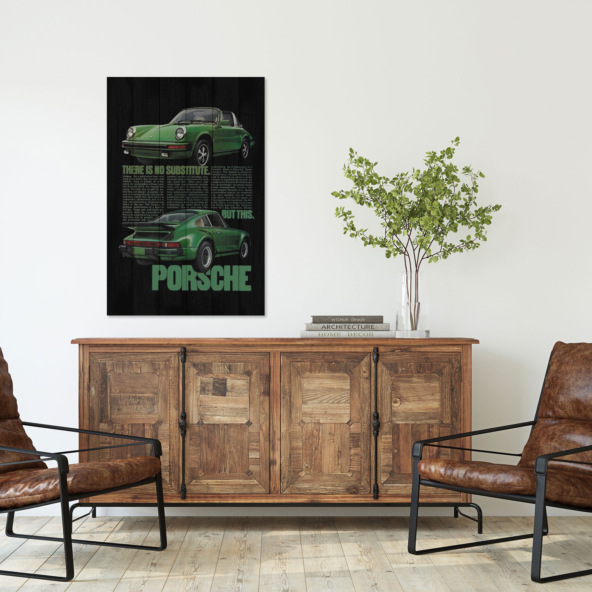 Obraz Wood Green Porsche