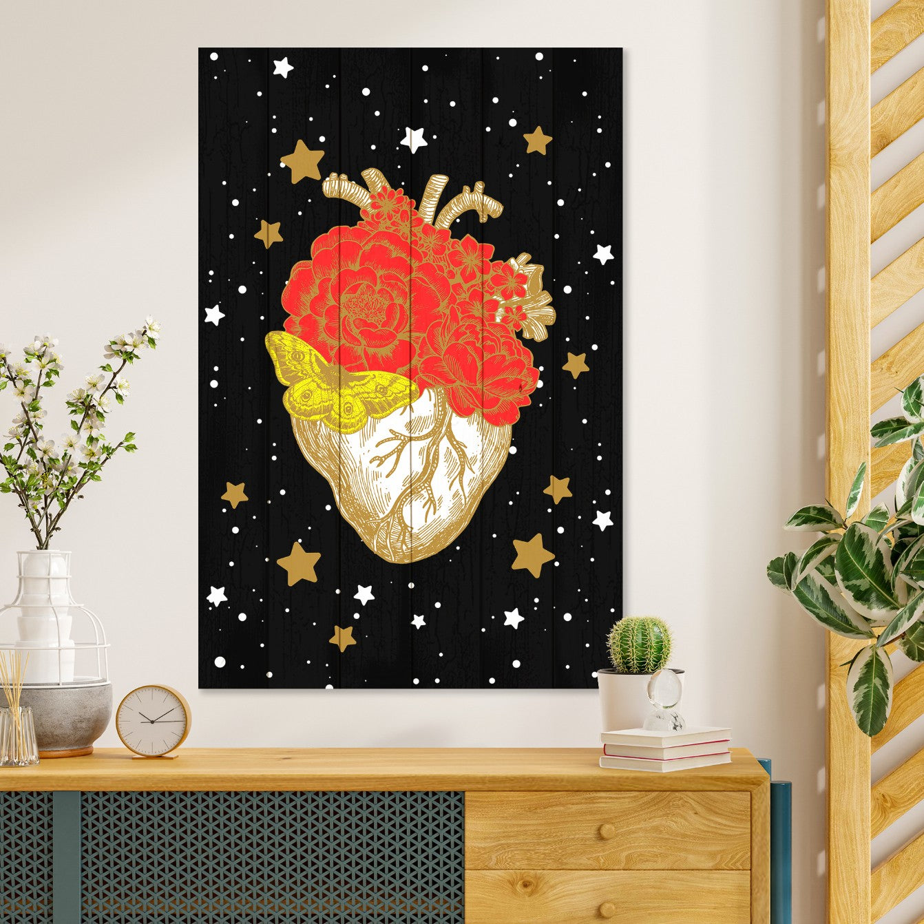 Obraz Wood Heart in the Galaxy-50x70 cm