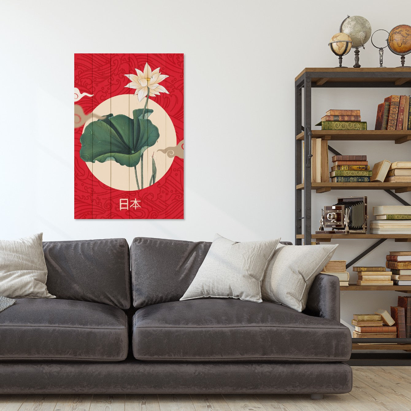 Wood Picture Japanese Collage Red