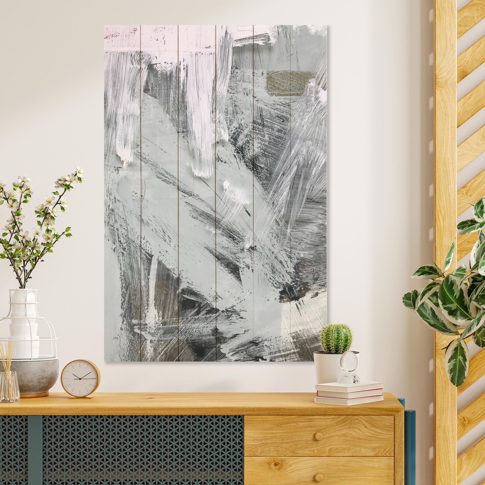 Obraz Wood Šedé Pruhy-70x90 cm