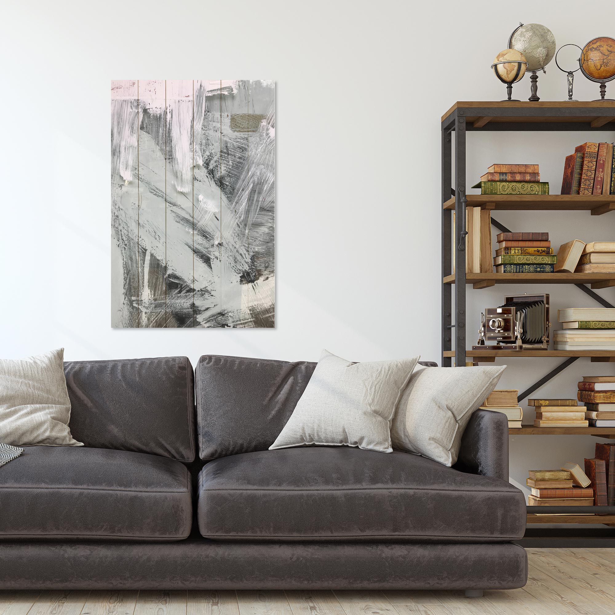 Obraz Wood Šedé Pruhy-70x90 cm
