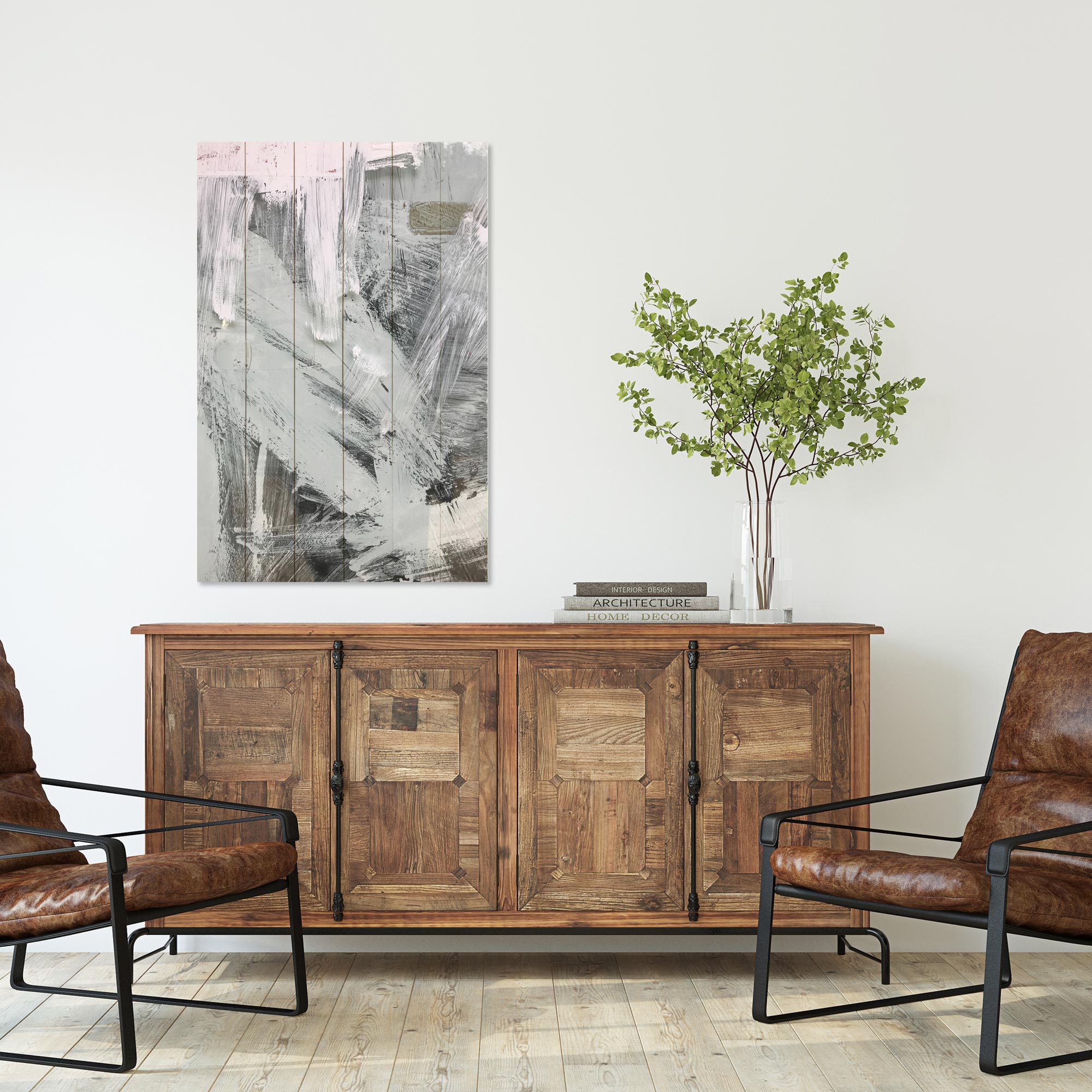 Obraz Wood Šedé Pruhy-70x90 cm
