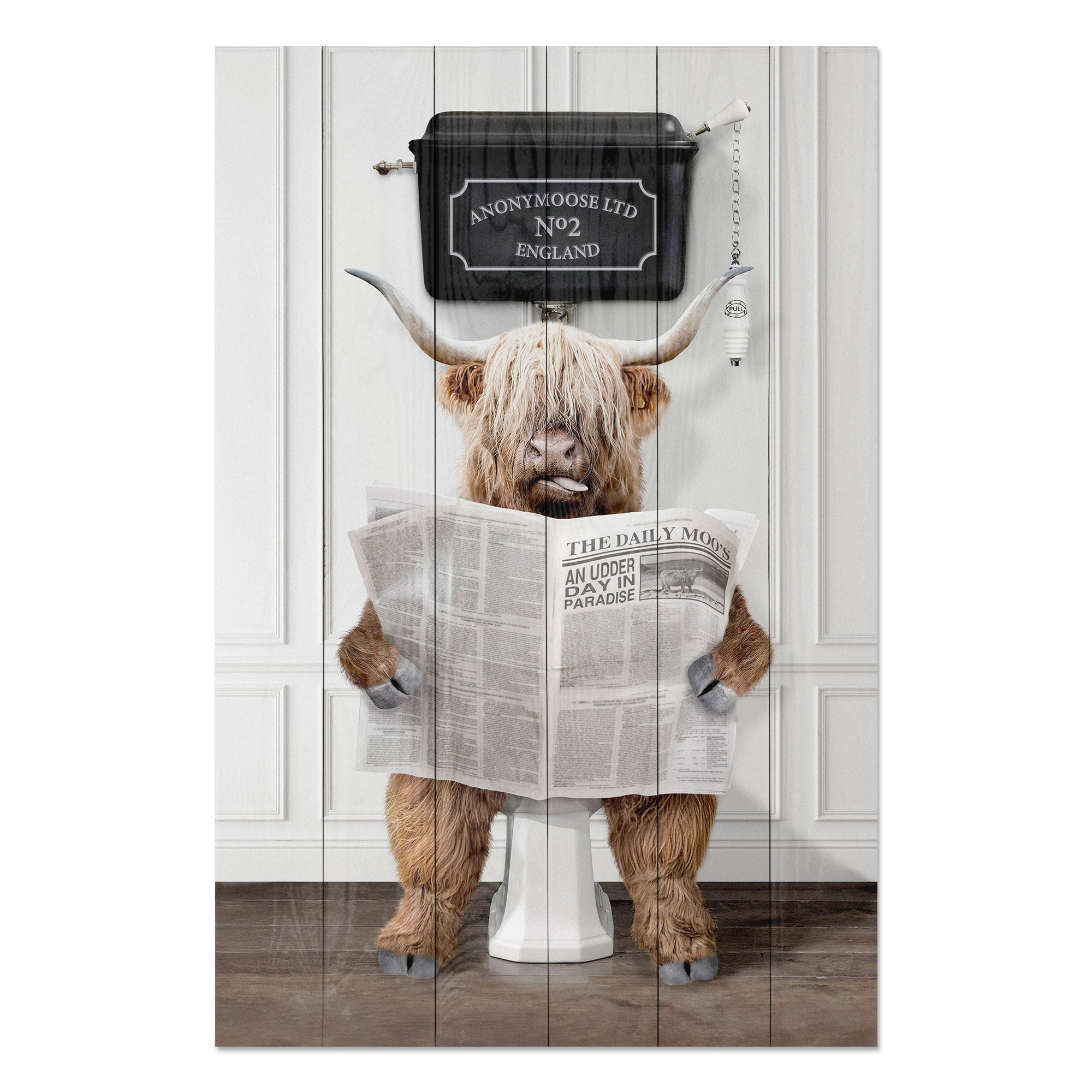 Obraz Wood Funny Animal with Newspaper-70x90 cm