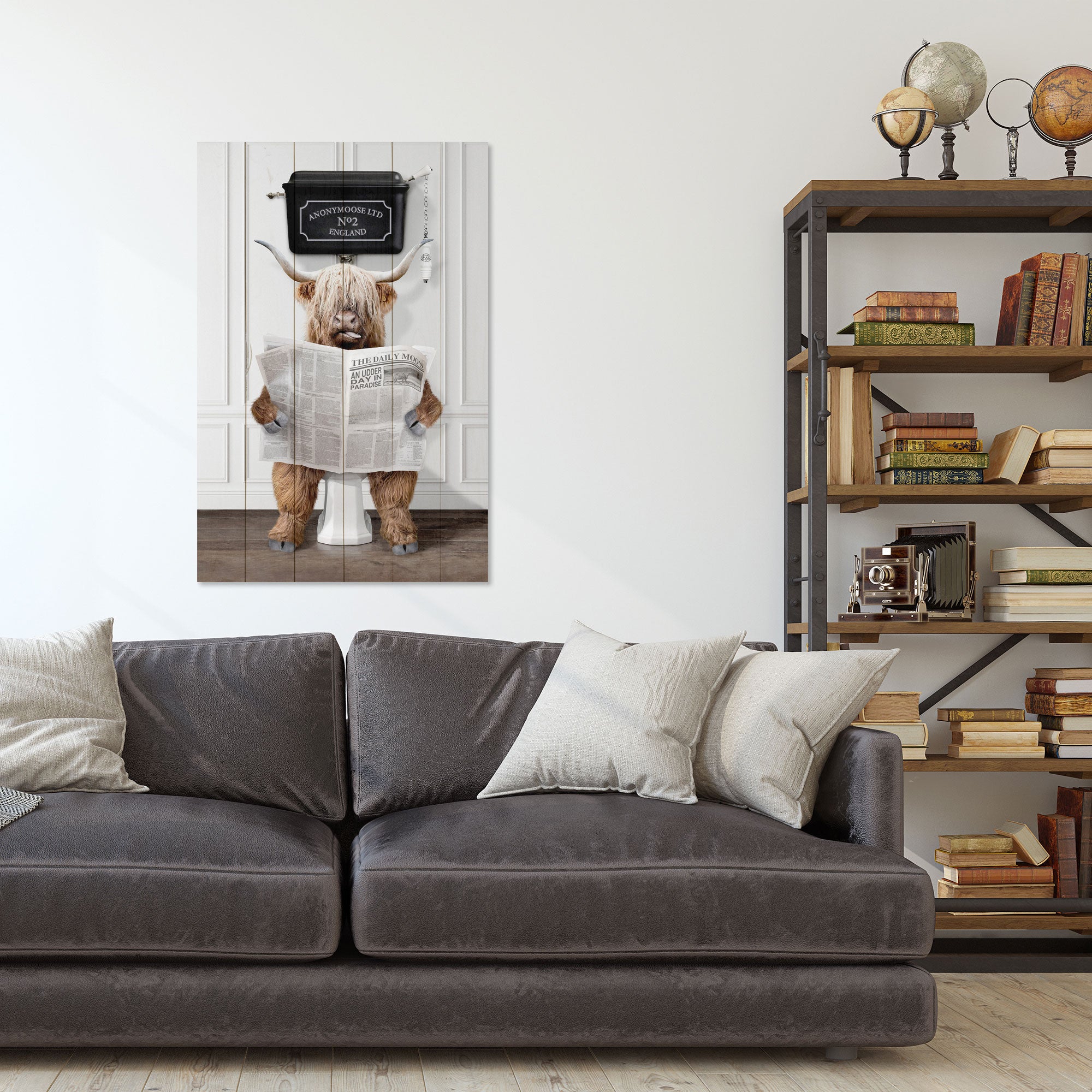 Obraz Wood Funny Animal with Newspaper-70x90 cm