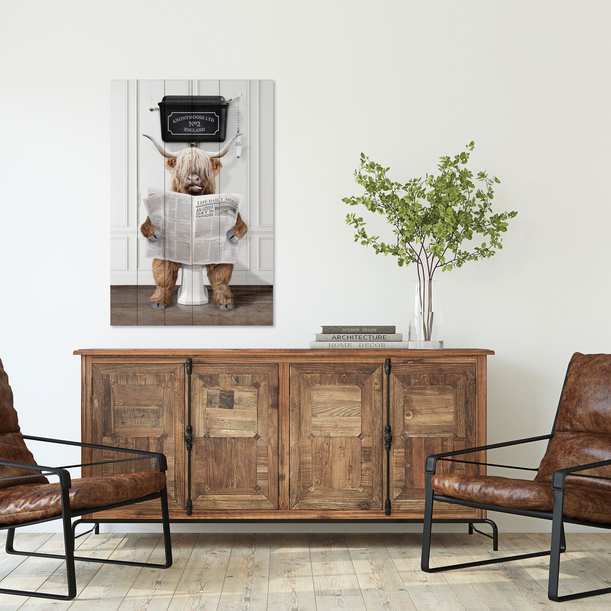 Obraz Wood Funny Animal with Newspaper-40x60 cm