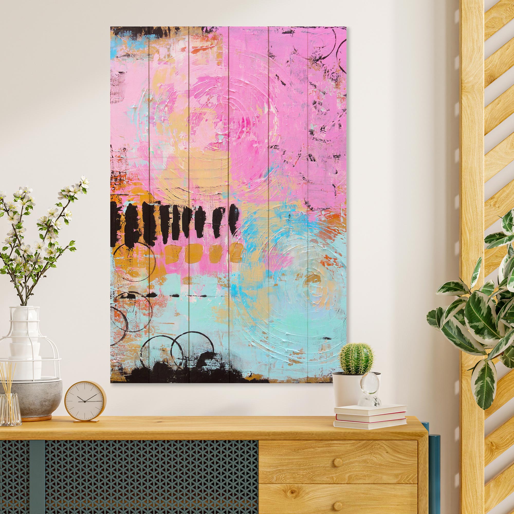 Obraz Wood Colorful Brush Strokes-50x70 cm