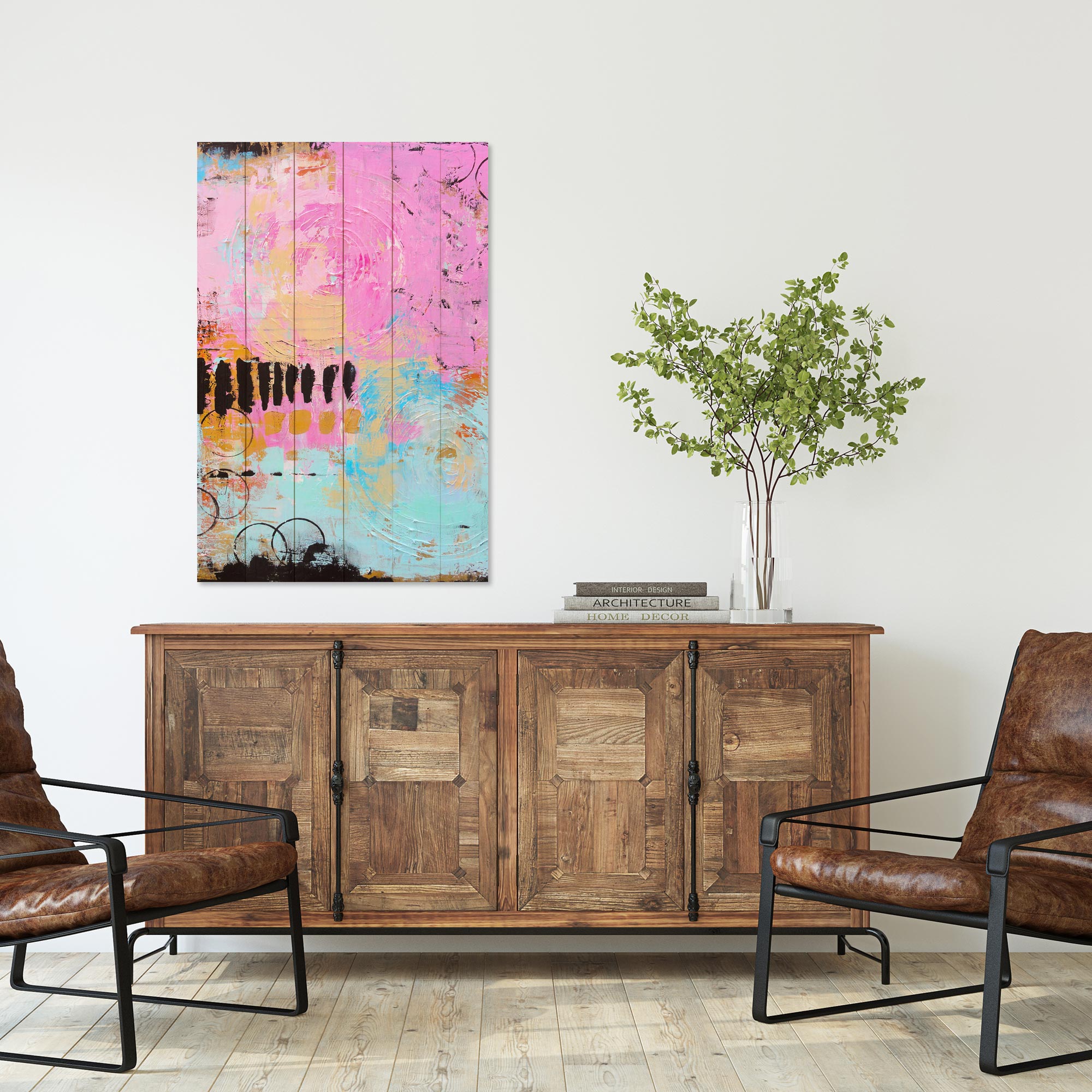 Obraz Wood Colorful Brush Strokes-50x70 cm