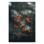 Obraz Wood Little Orange Flowers-60x90 cm