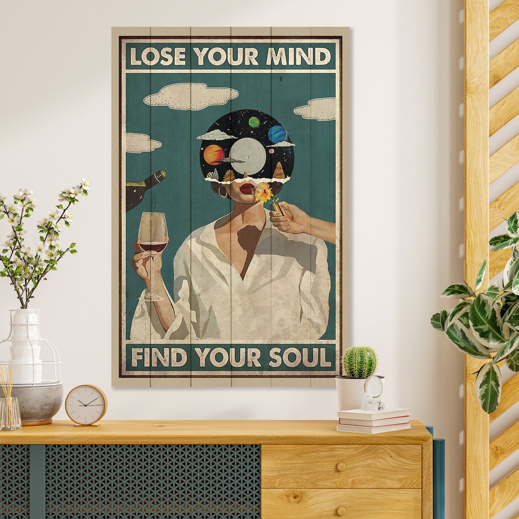 Obraz Wood Lose your Mind-50x70 cm