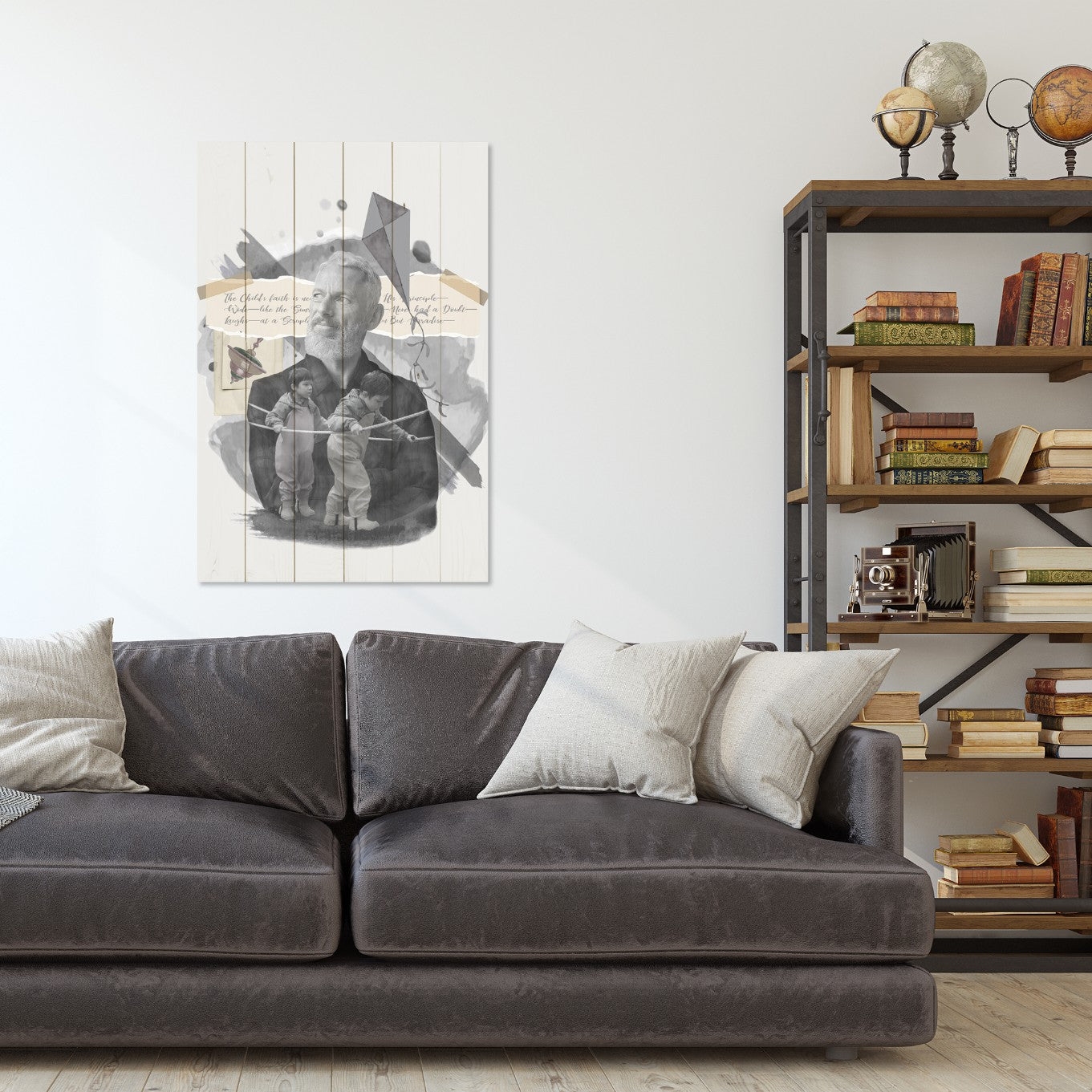 Obraz Wood Old Man and Little Kids-60x90 cm
