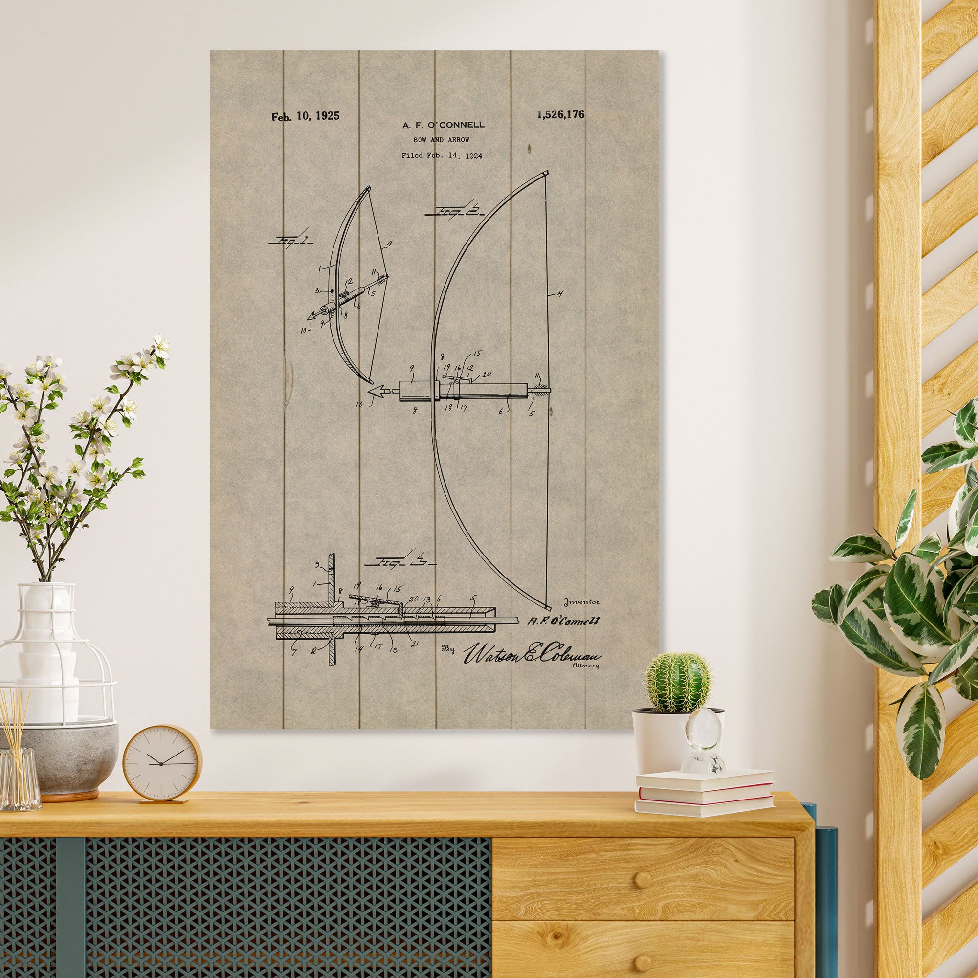 Wood Picture Old Fashioned Bow-30x40 cm
