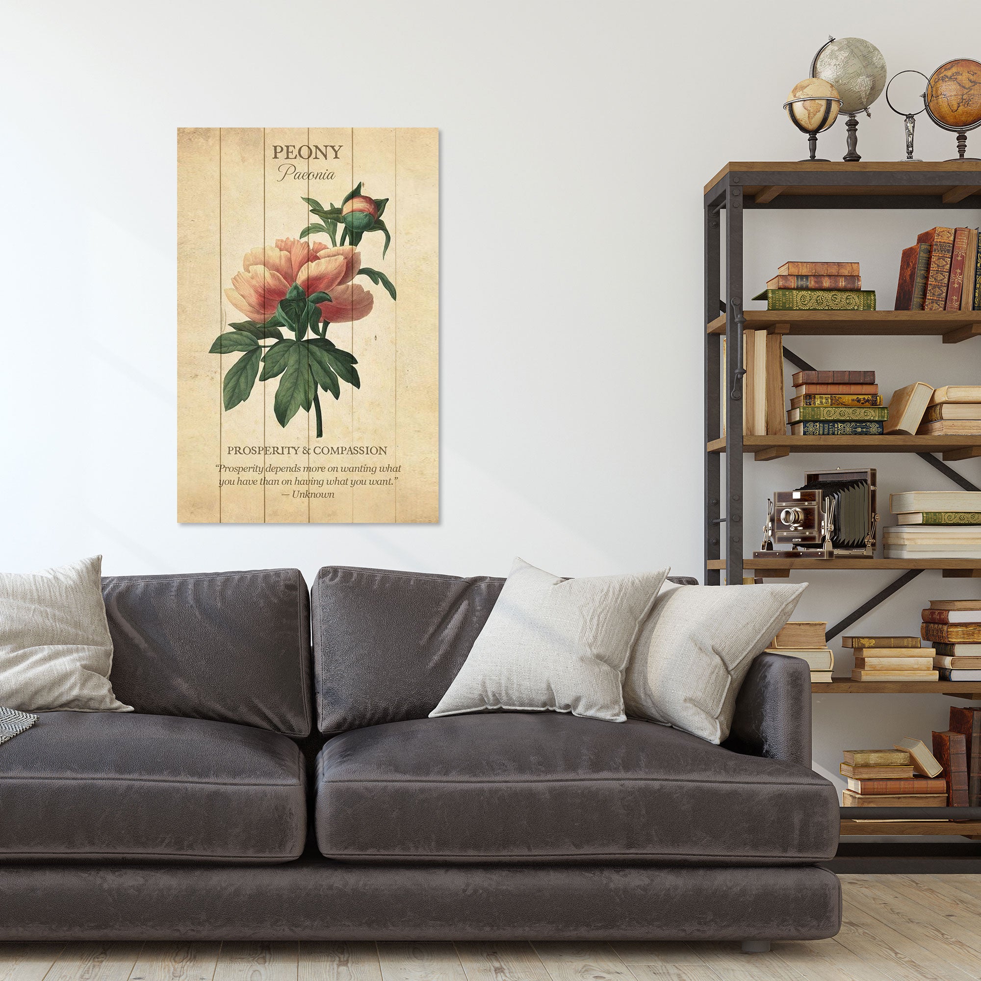 Bild Holz Pfingstrosenblüte-20x30 cm