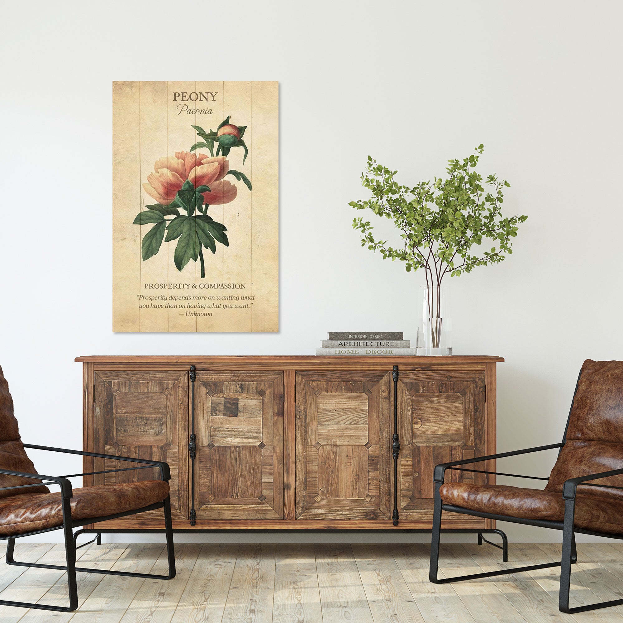 Bild Holz Pfingstrosenblüte-20x30 cm