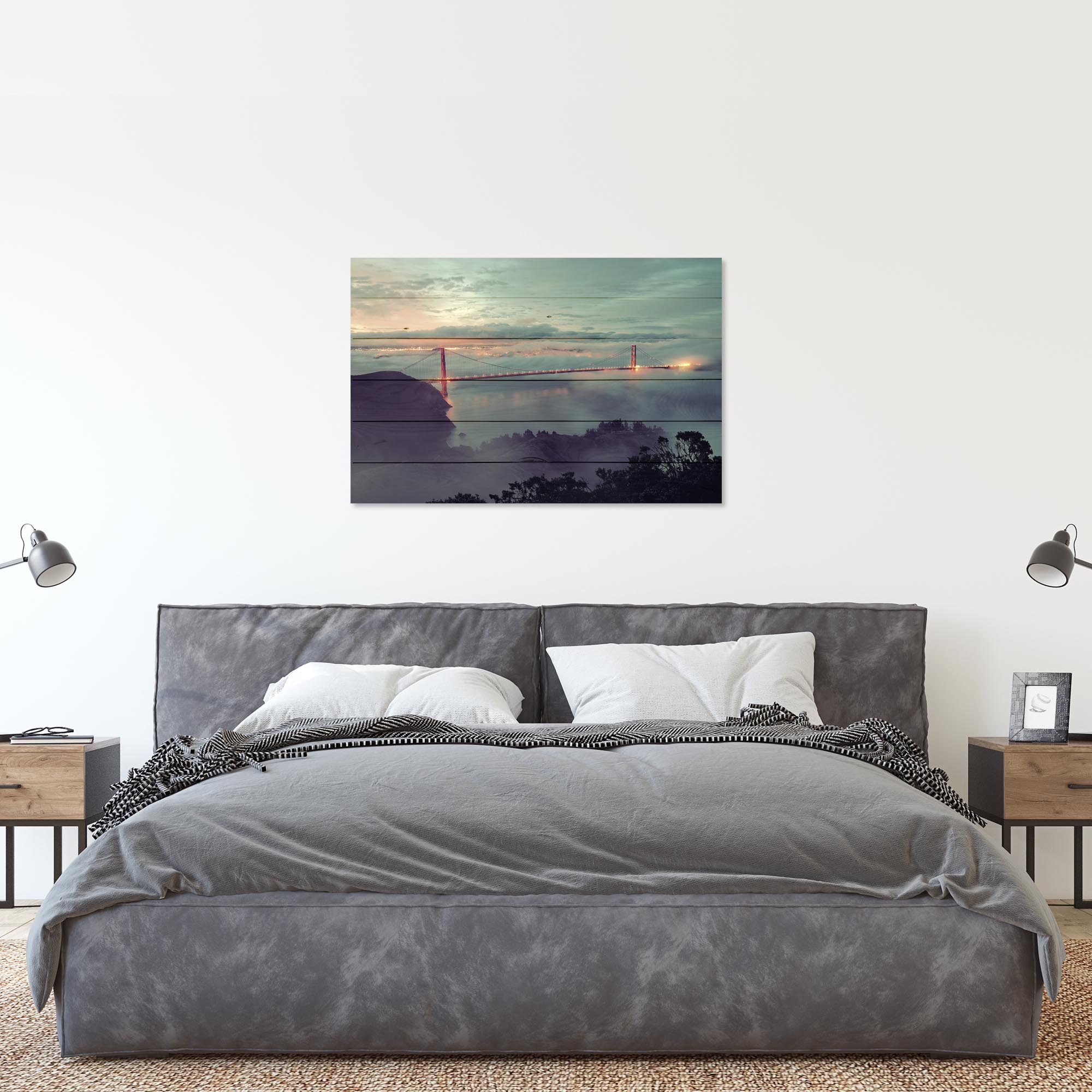 Obraz Dřevo Golden Gate Bridge v mlze-50x70 cm