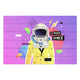 Bild Holz Bunter Kosmonaut-40x60 cm
