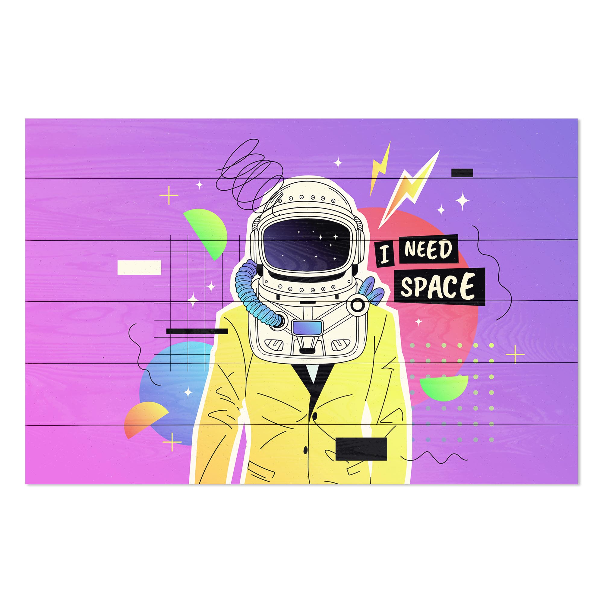 Bild Holz Bunter Kosmonaut-50x70 cm