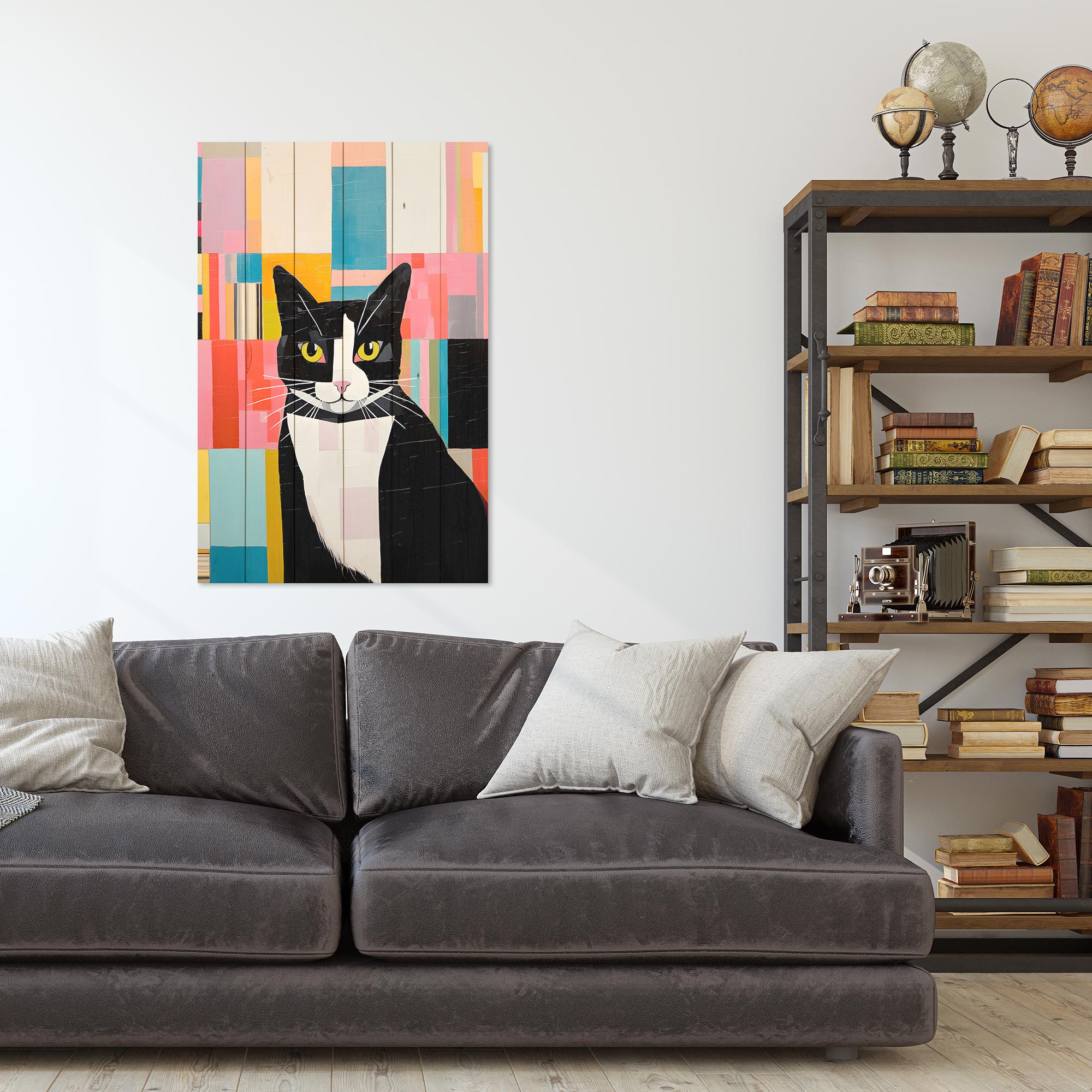 Obraz Wood Mosaic Cat-20x30 cm