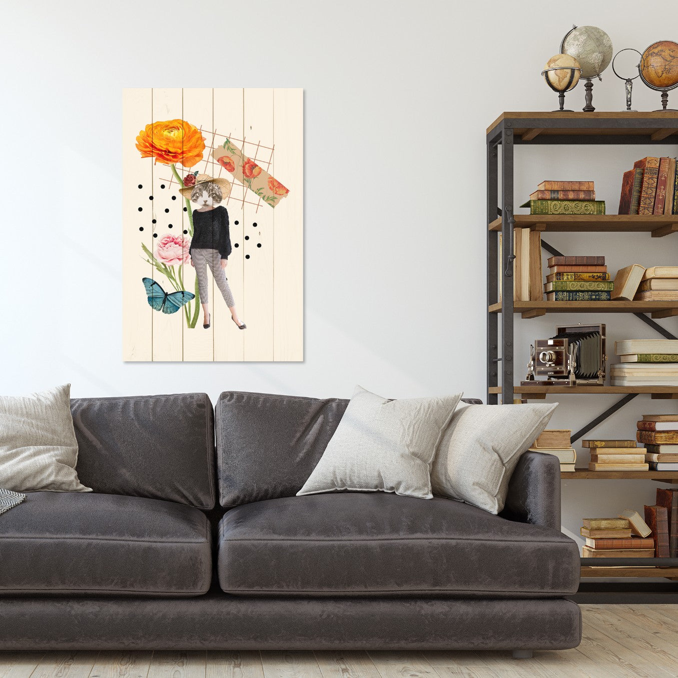 Obraz Dřevo Ženský Estetický Prvek Kočka-50x70 cm
