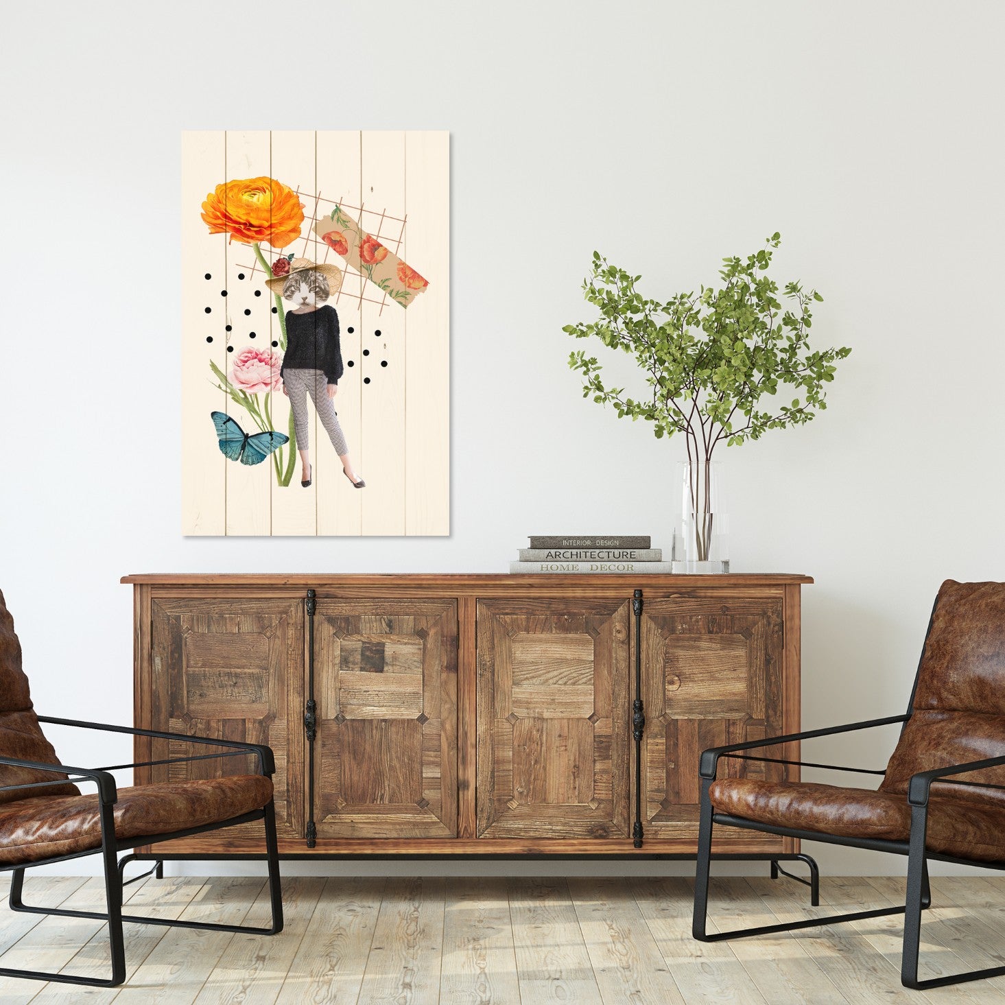 Obraz Dřevo Ženský Estetický Prvek Kočka-50x70 cm