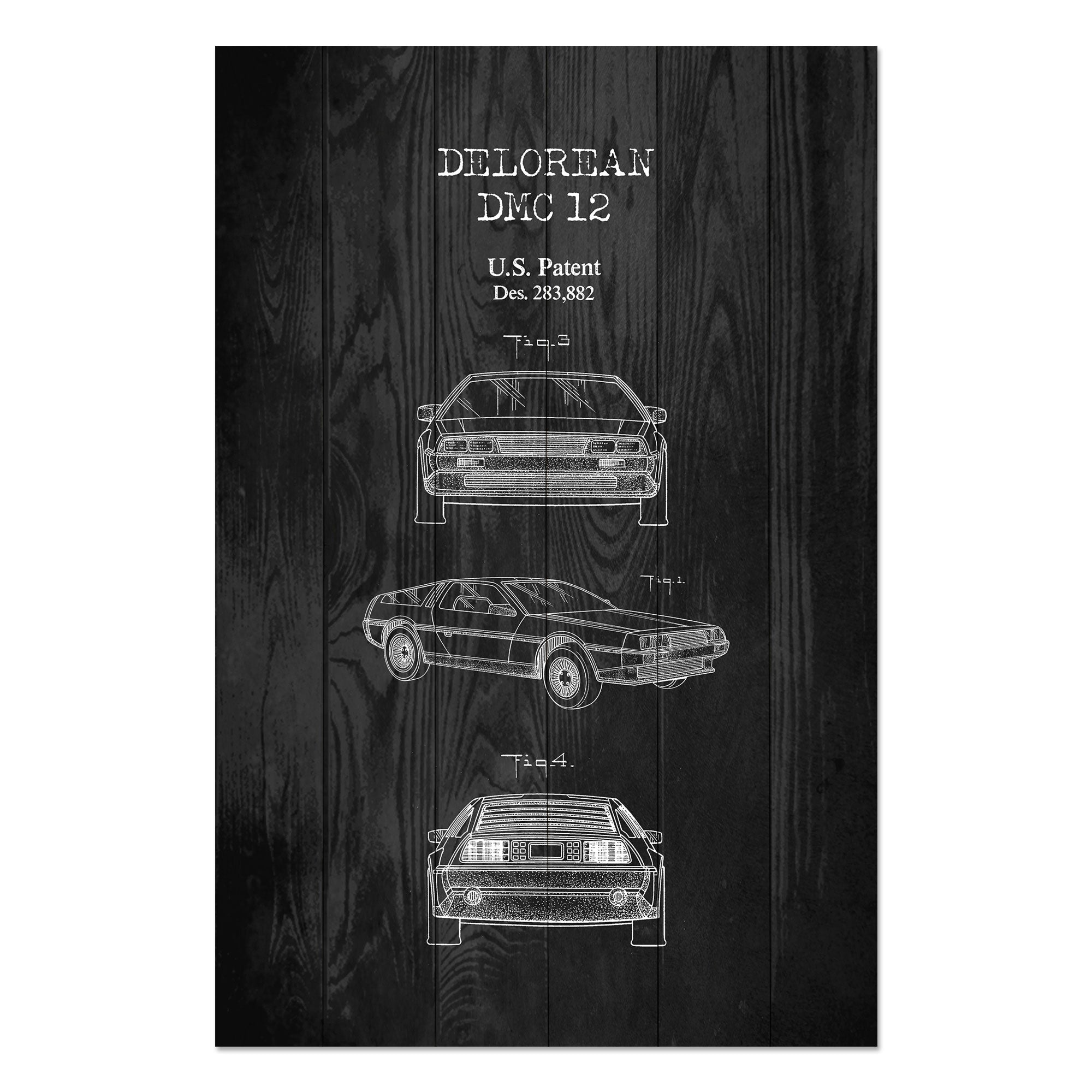Obraz Wood DeLorean Black-60x90 cm