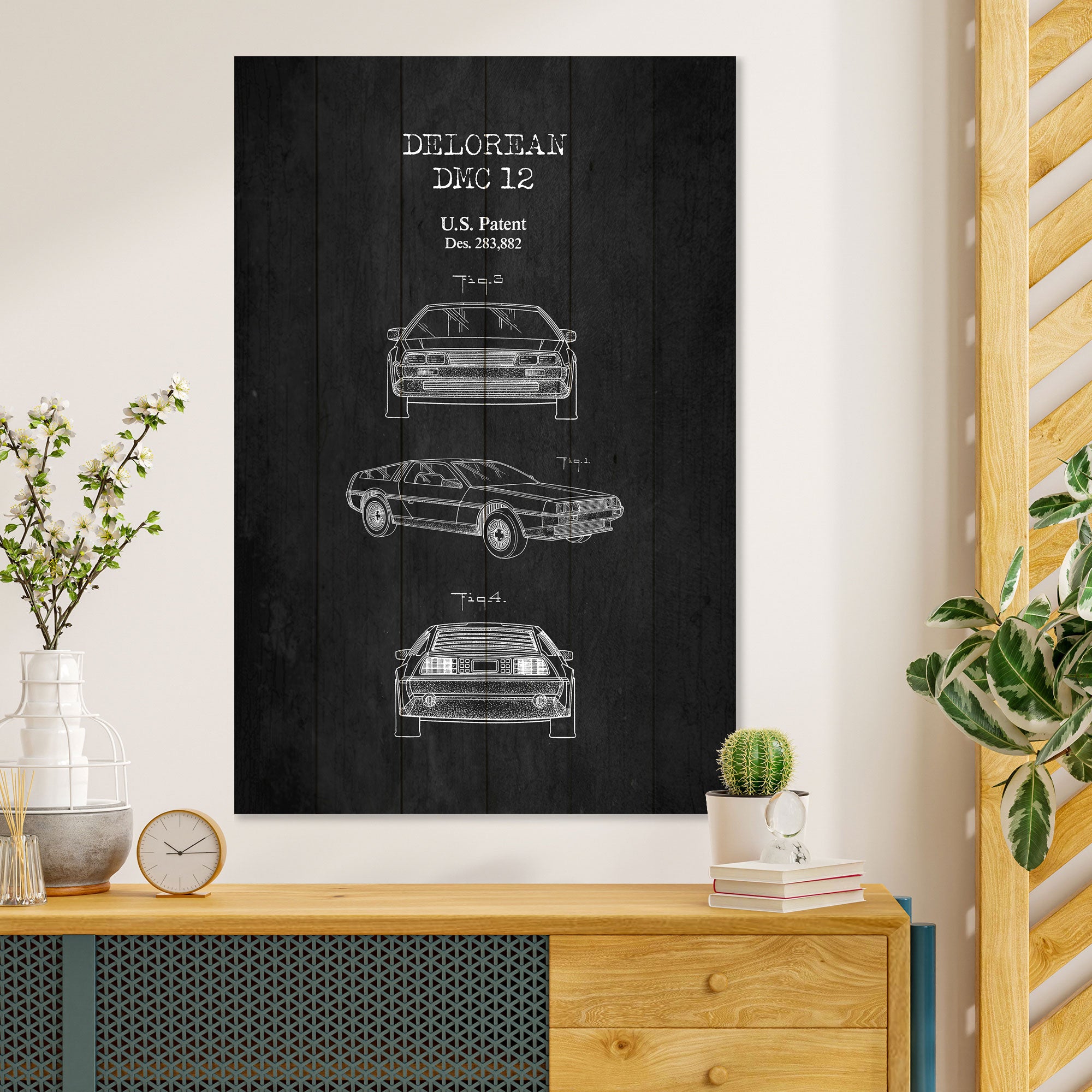 Obraz Wood DeLorean Black-60x90 cm