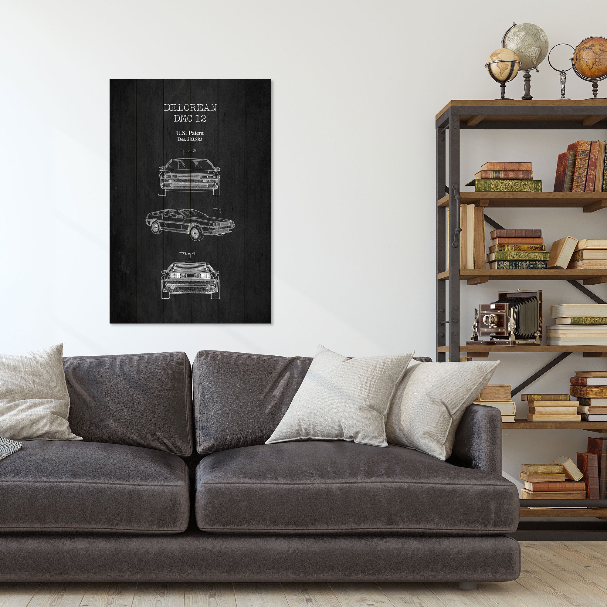 Obraz Wood DeLorean Black-60x90 cm