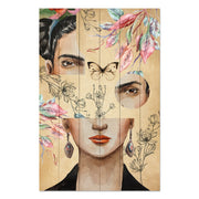 Obraz Wood Frida and Flower Collage-30x40 cm
