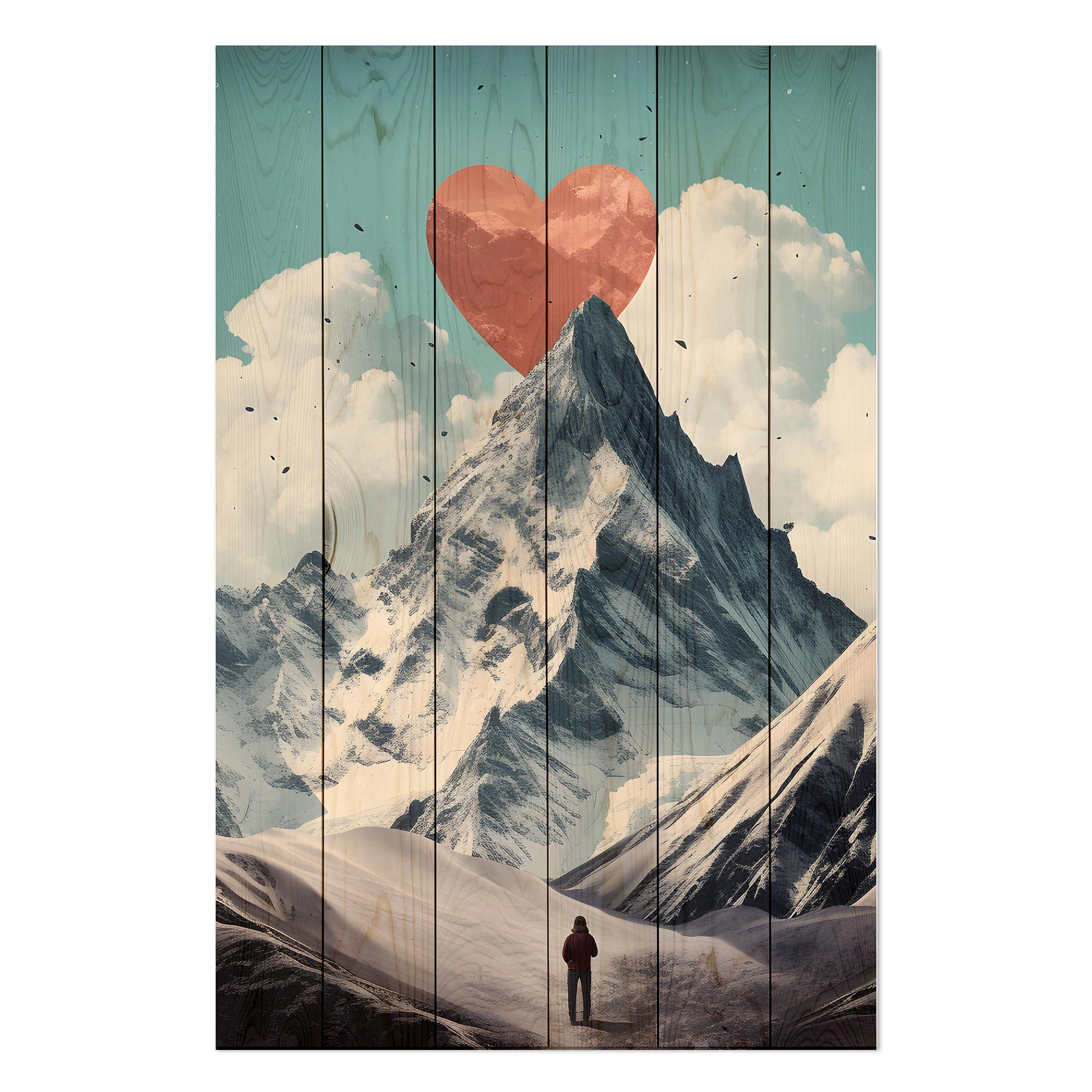 Obraz Wood My Heart is in the Mountains-30x30 cm