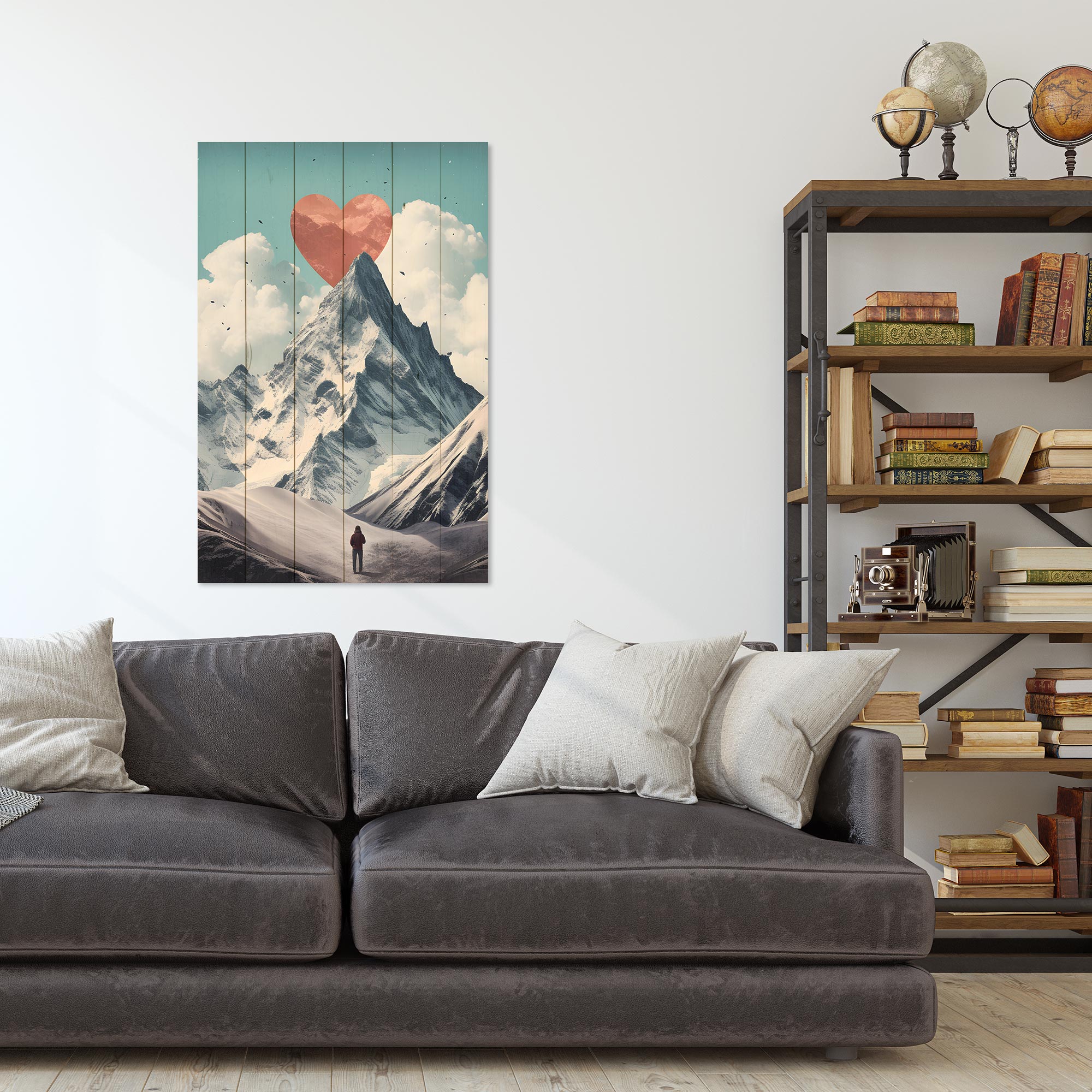 Obraz Wood My Heart is in the Mountains-30x30 cm