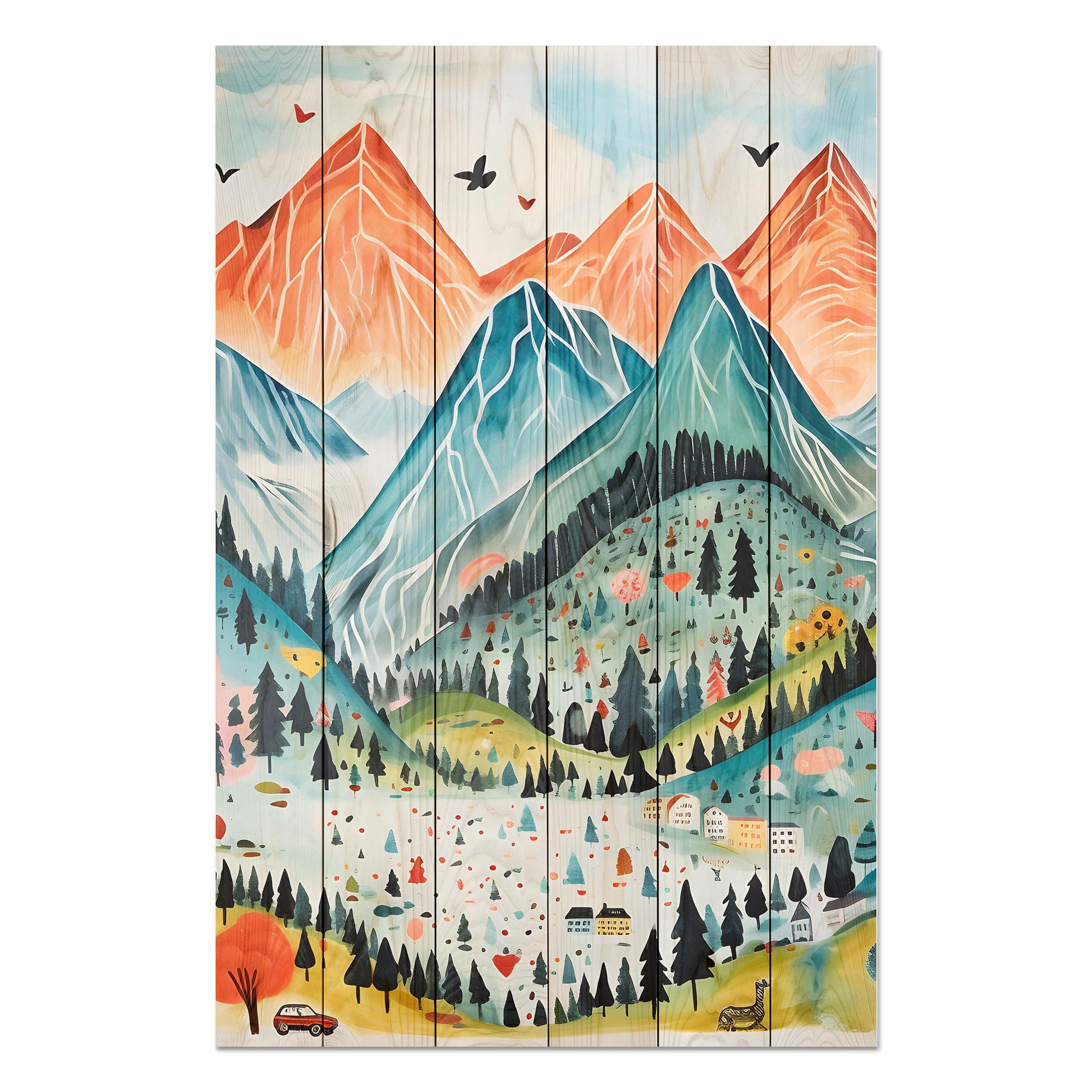 Obraz Wood Mountains Watercolor-20x30 cm