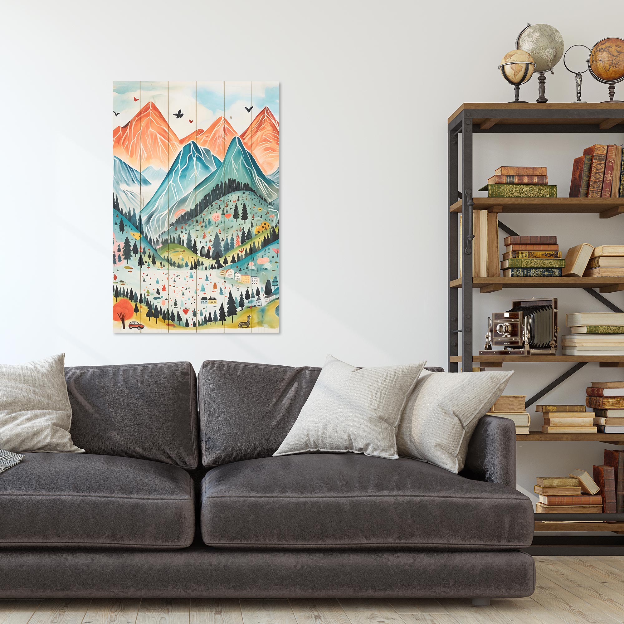 Obraz Wood Mountains Watercolor-60x90 cm