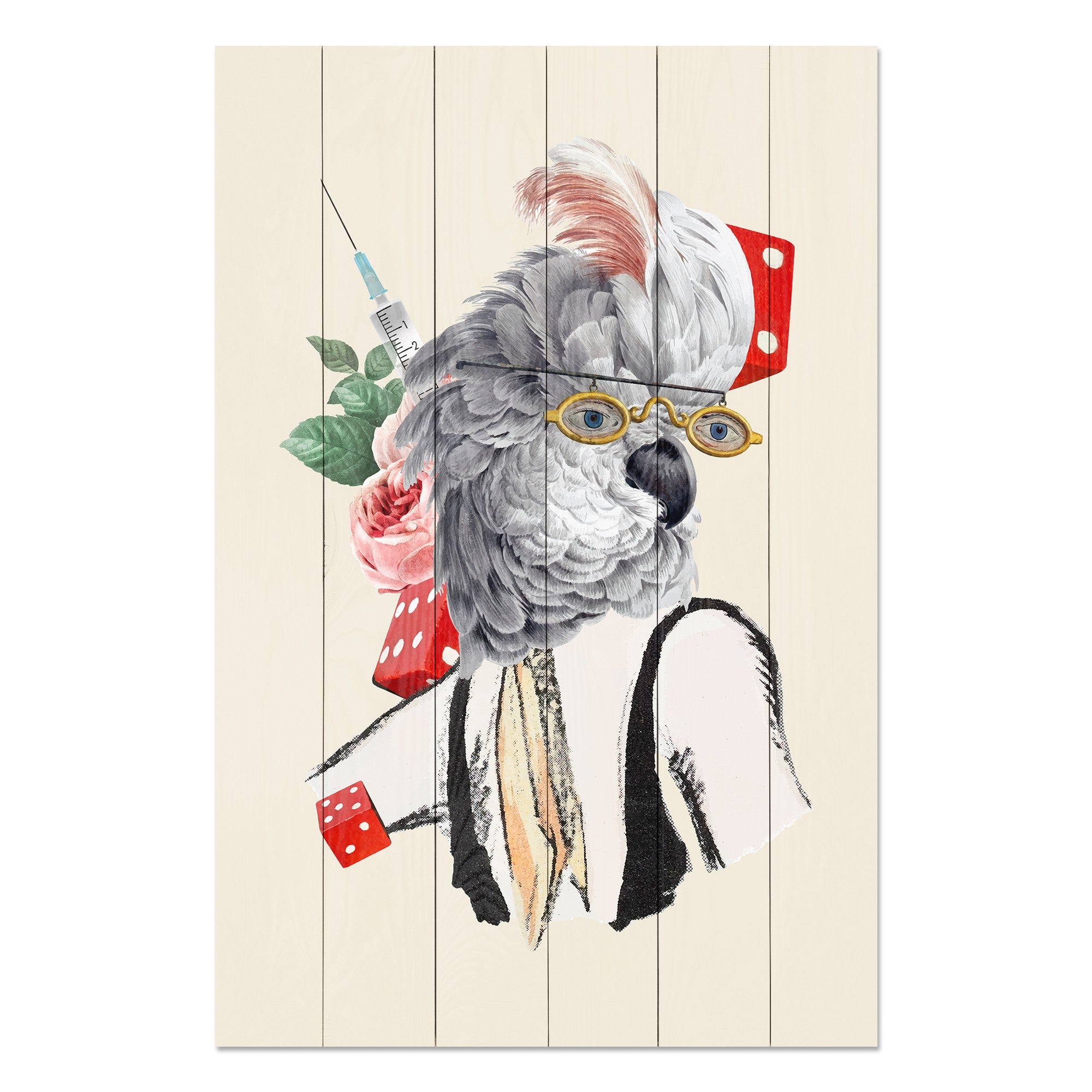 Obraz Wood Antique Parrot-30x40 cm
