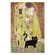 Bild Wood Klimt Kiss with Cat