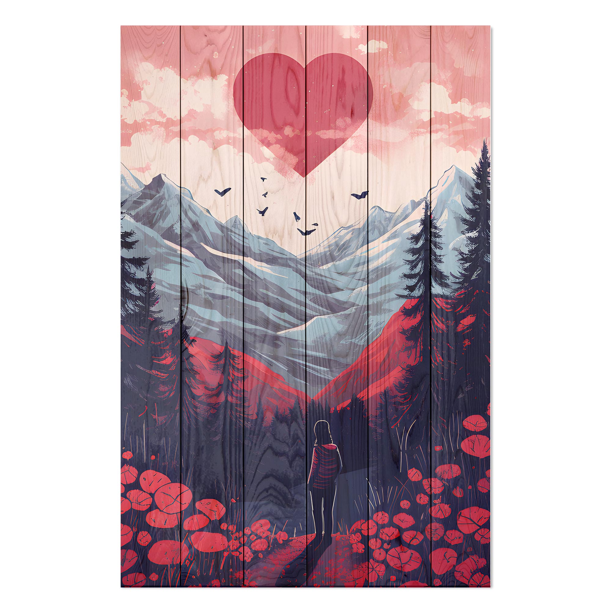 Obraz Wood I love Mountains-50x70 cm