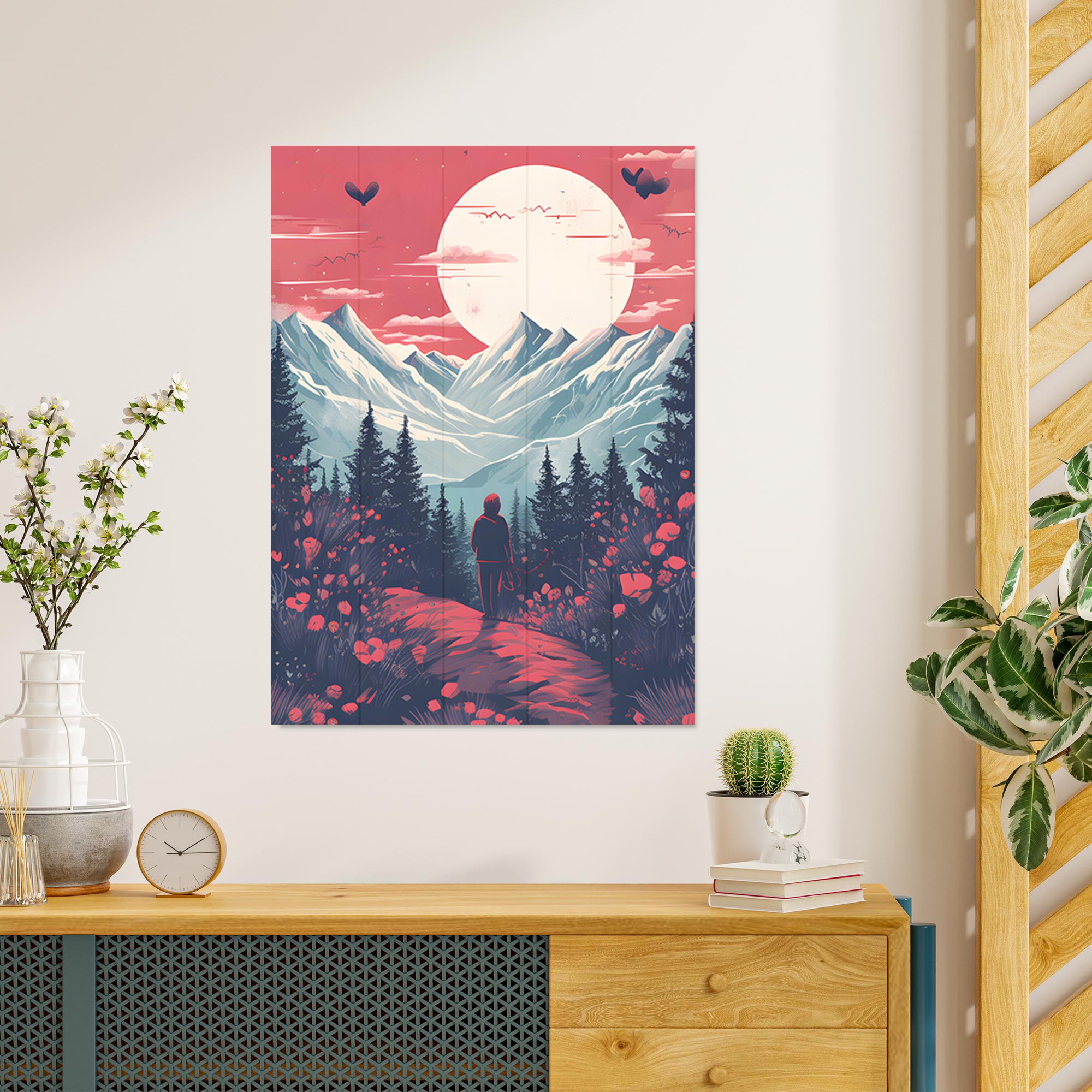 Obraz Wood Mountains and Moon-20x30 cm
