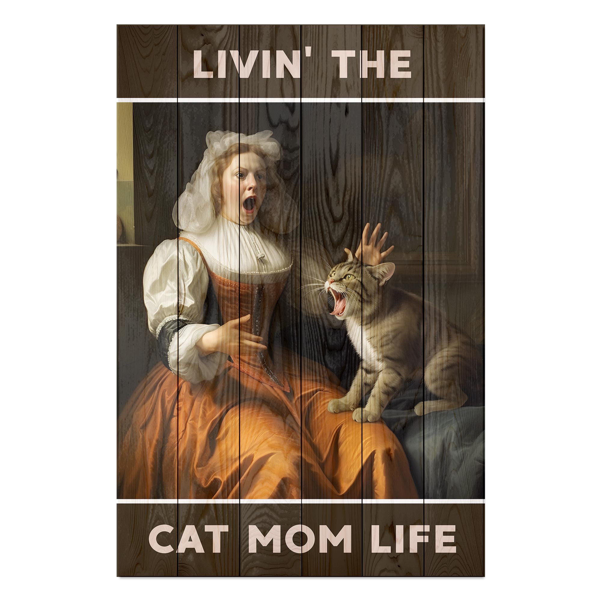 Obraz Wood Livin' the cat mom life-40x60 cm