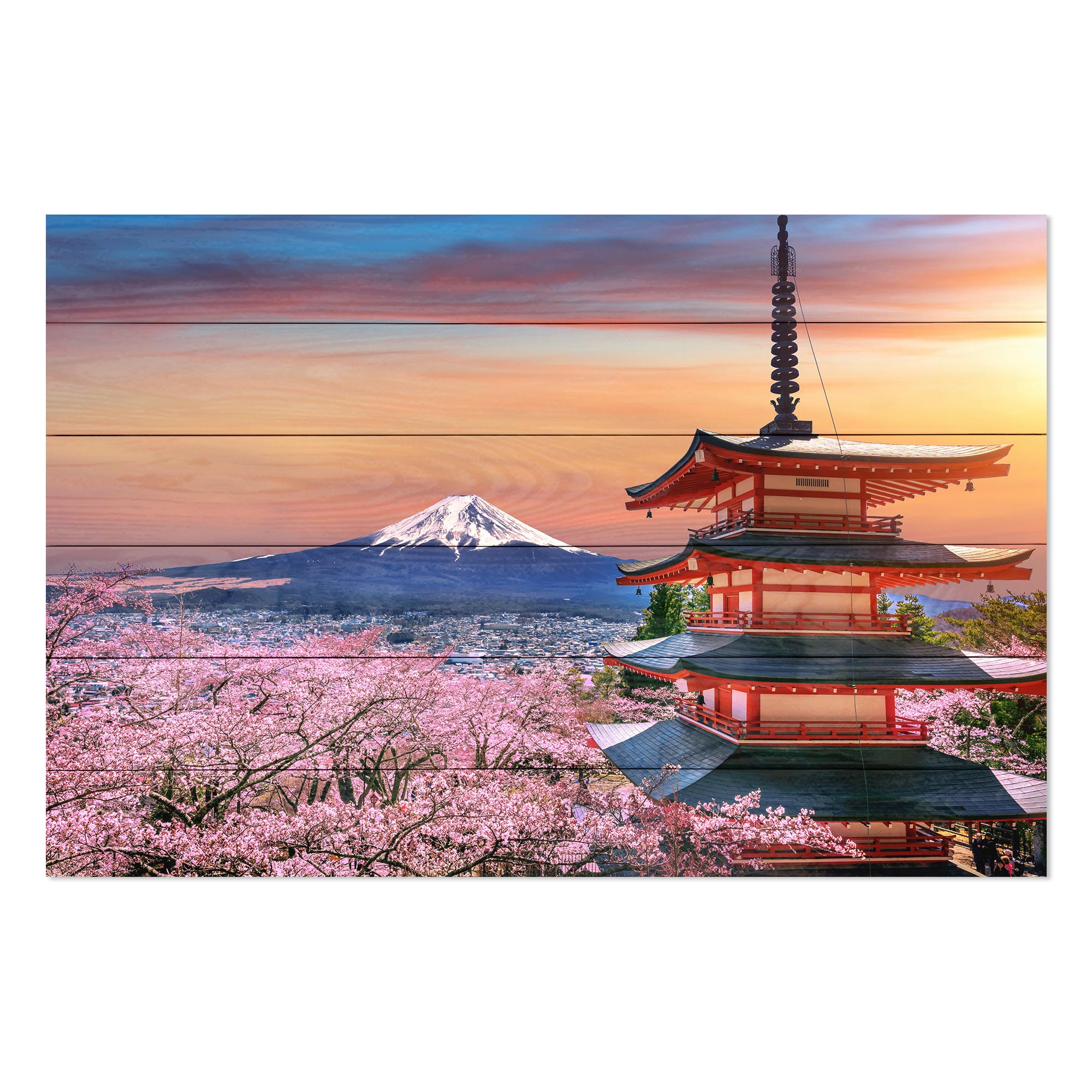 Obraz Wood Cherry Blossoms and Fuji Mountain-60x90 cm