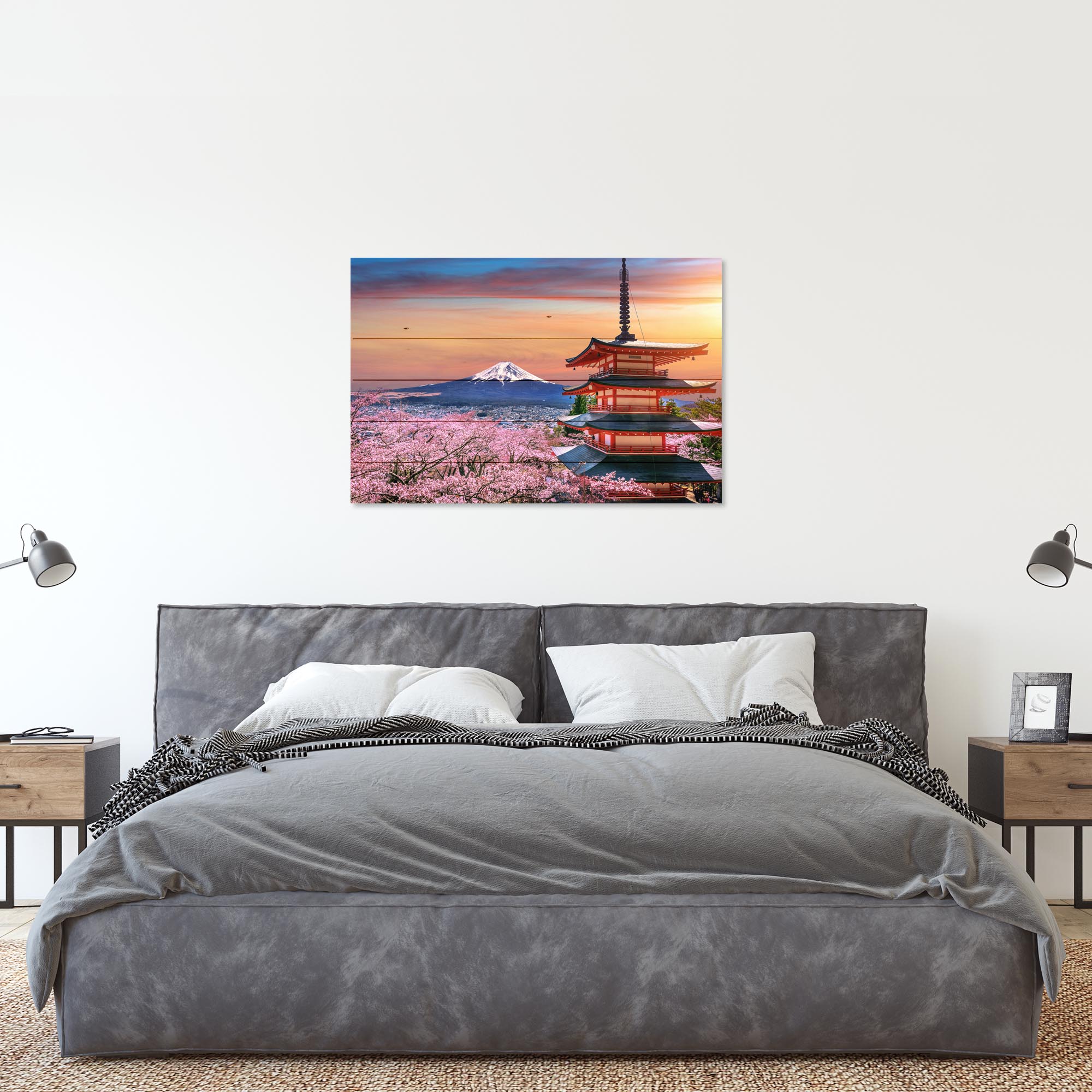 Obraz Wood Cherry Blossoms and Fuji Mountain-40x60 cm