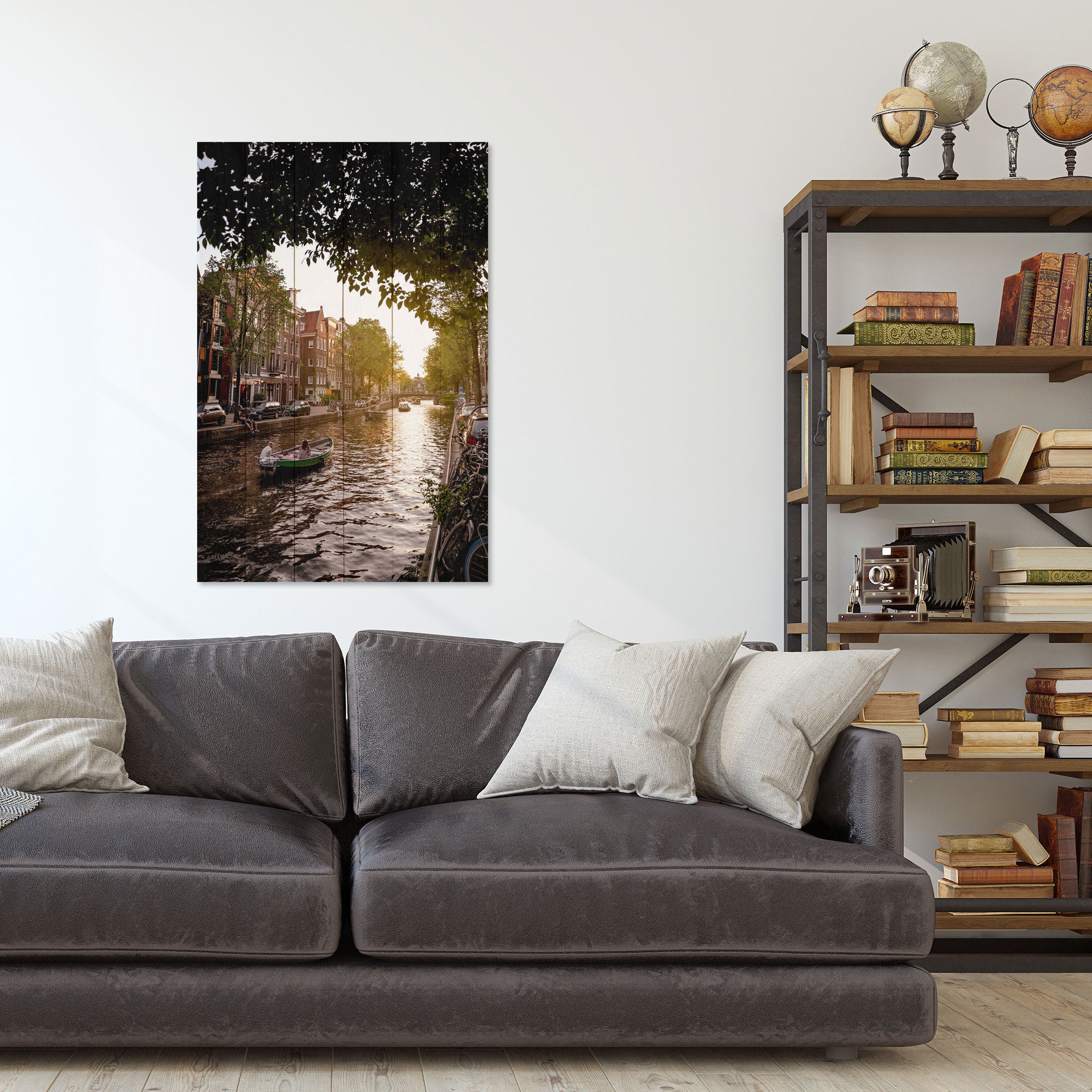 Wood Picture Canal Boat Cruise-30x40 cm