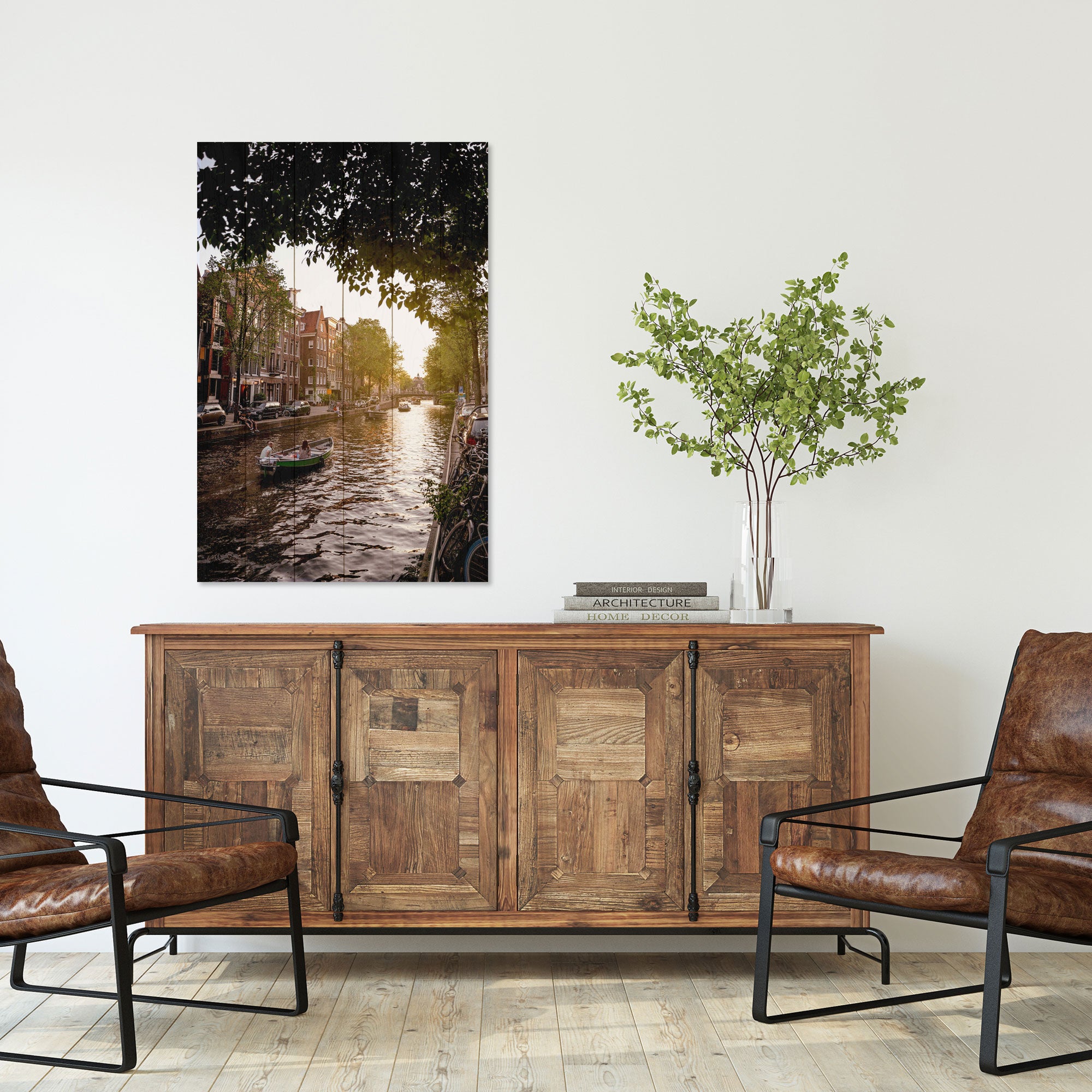 Wood Picture Canal Boat Cruise-30x40 cm
