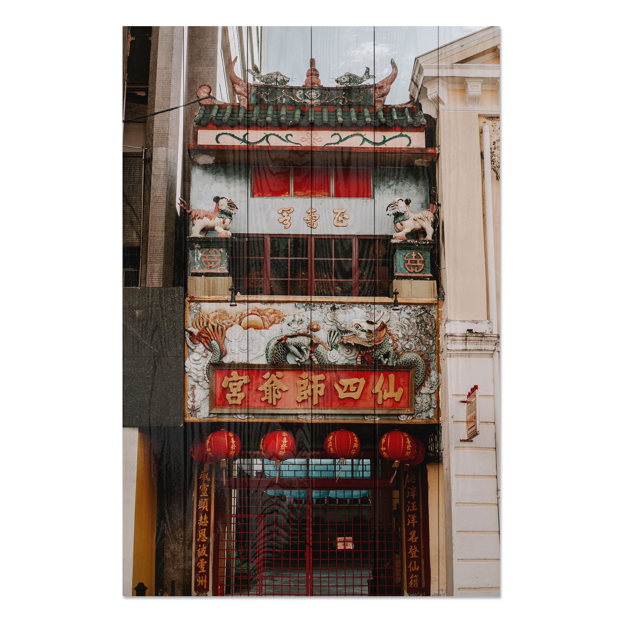 Obraz Wood Chinese Townhouse-60x90 cm