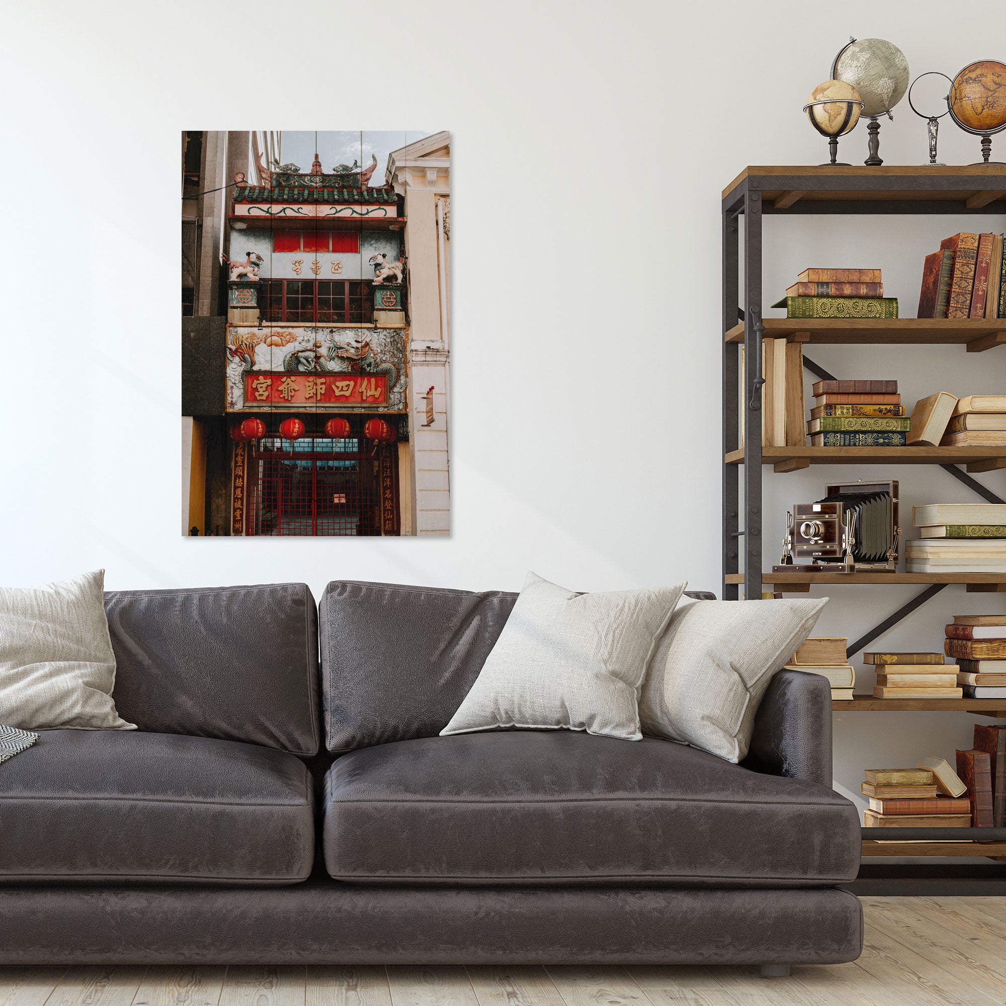 Obraz Wood Čínský městský dům-50x70 cm
