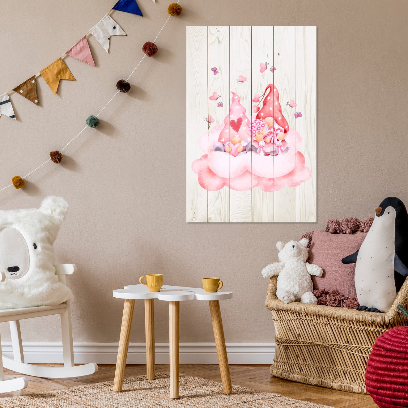 Bild Wood Pink Gnome Couple