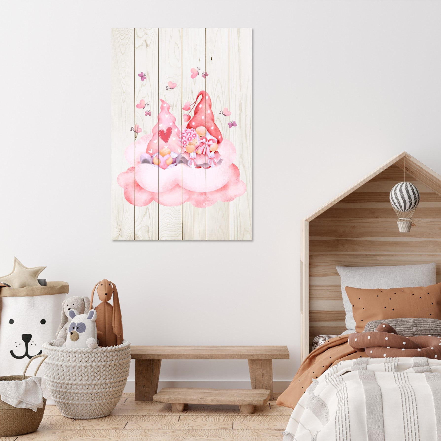 Bild Wood Pink Gnome Couple